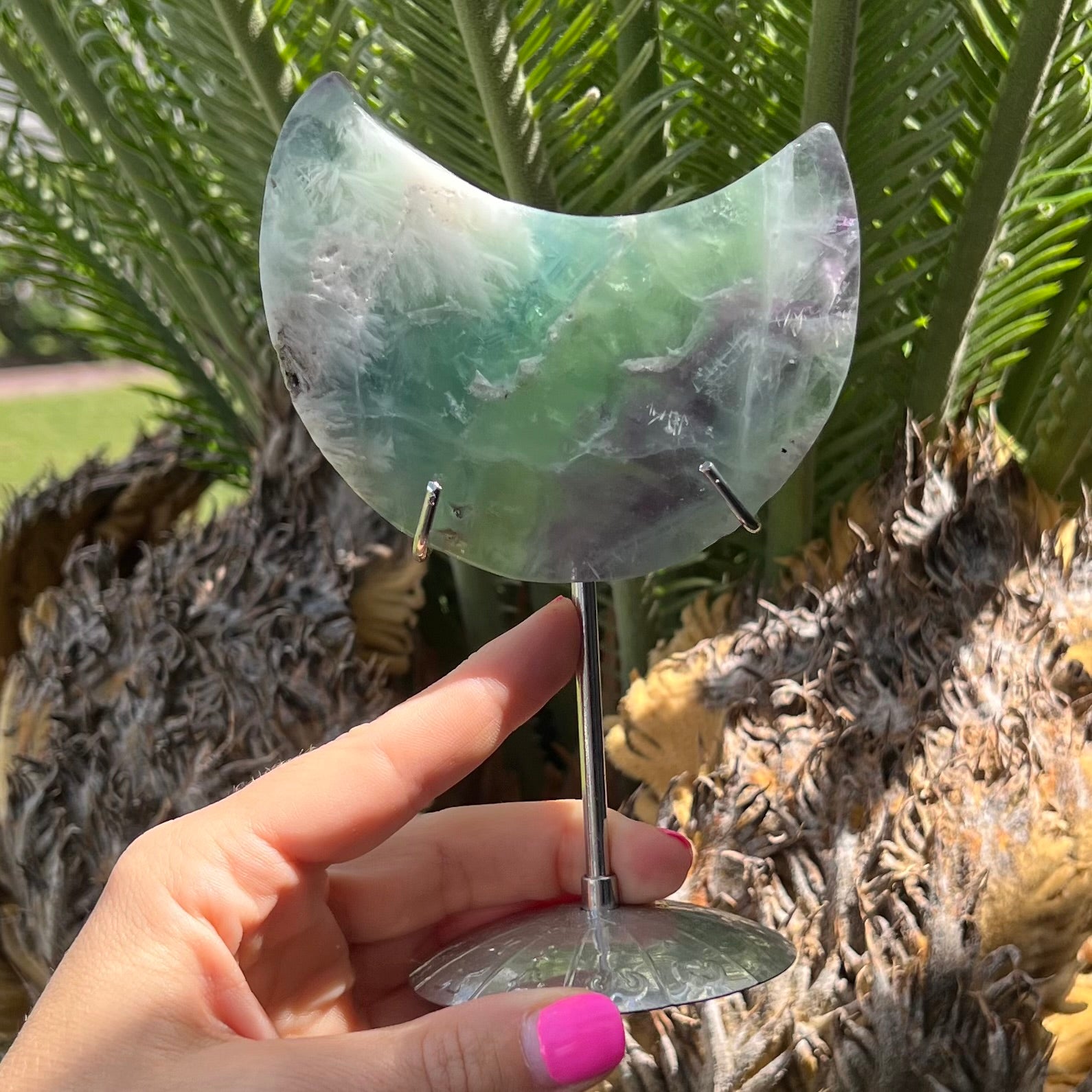 Fluorite Crescent Moon Carving