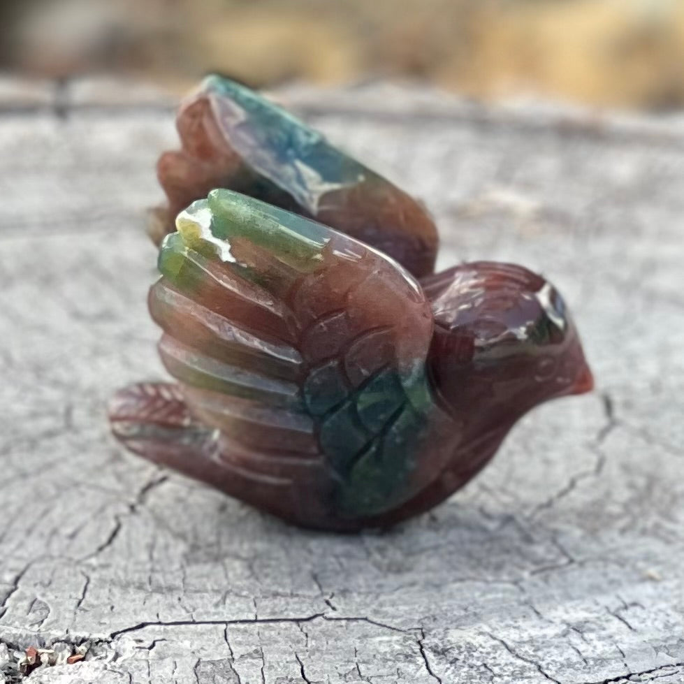 Sparrow Bird - Ocean Jasper Carving