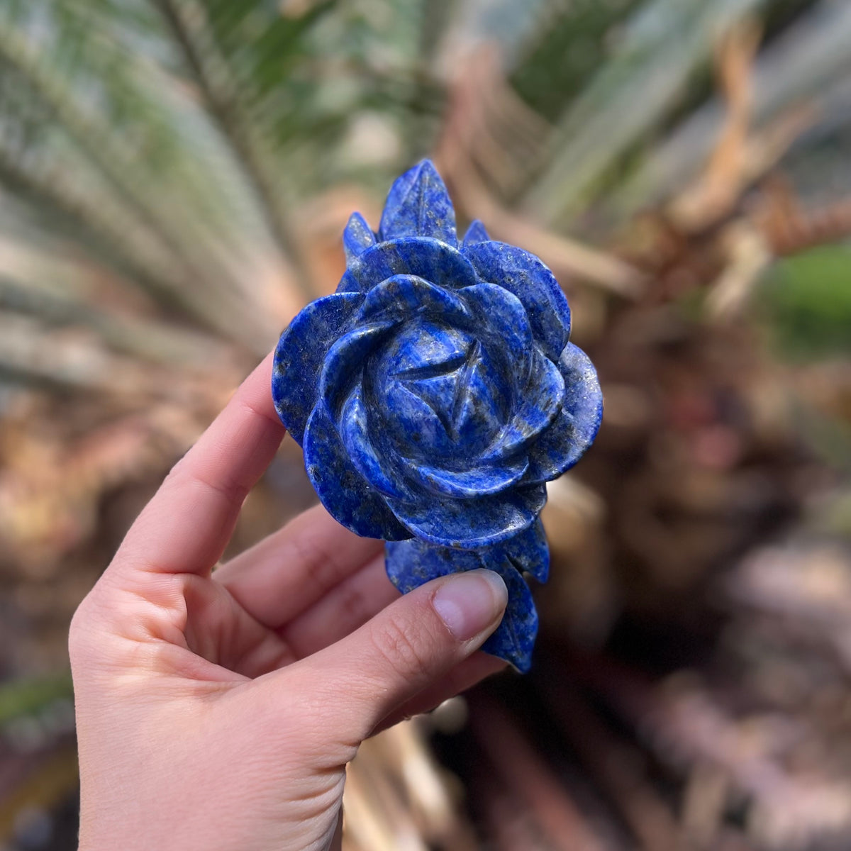 Lapis Lazuli Rose Carving