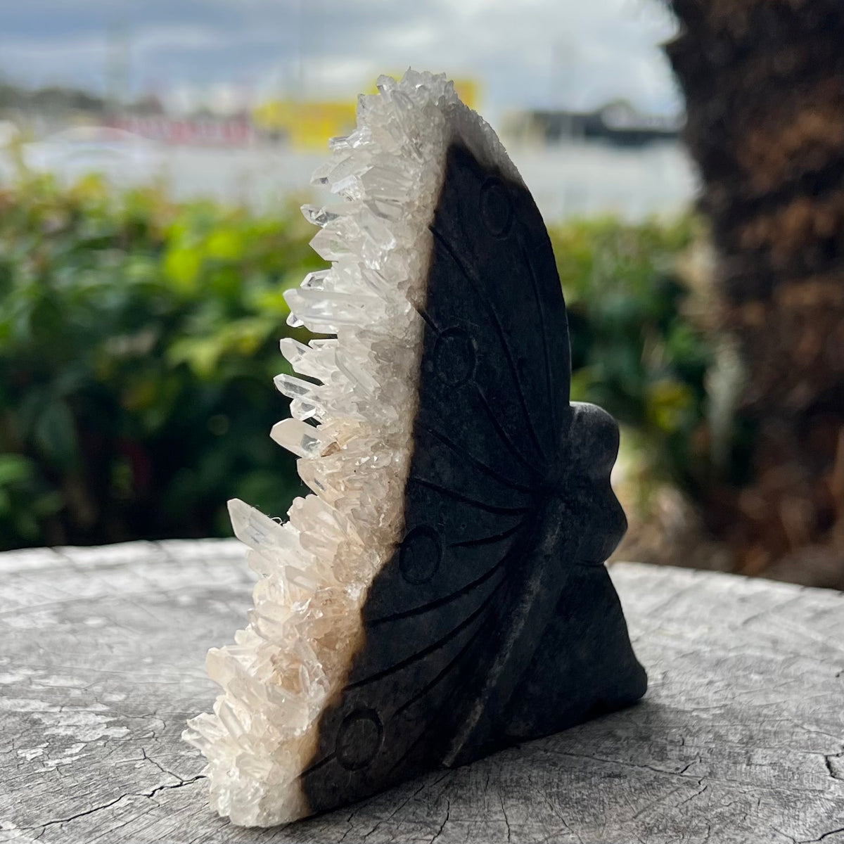 Clear Quartz Butterly Lady Carving