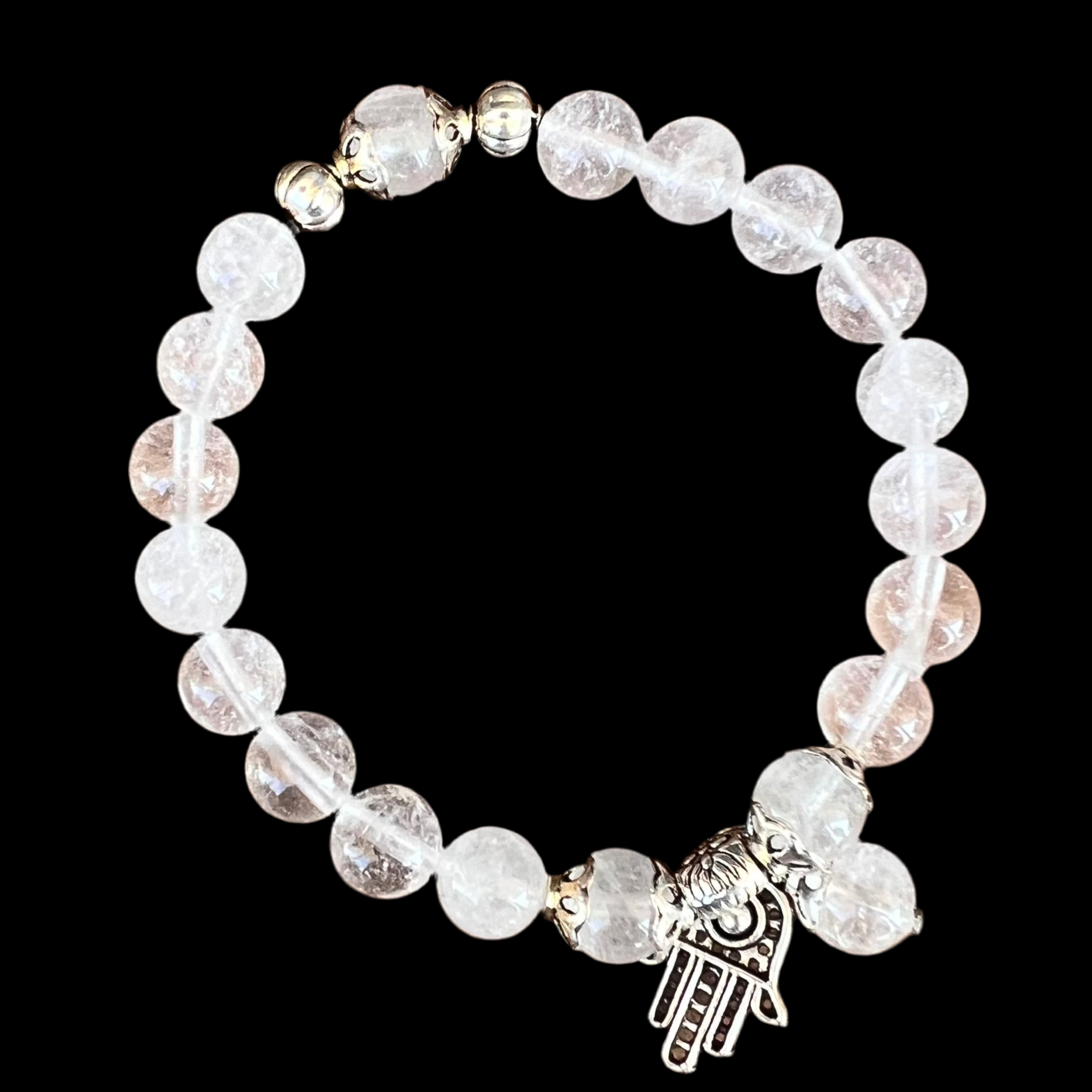 Clear Quartz Amplifying Bracelet with Hamsa Charm