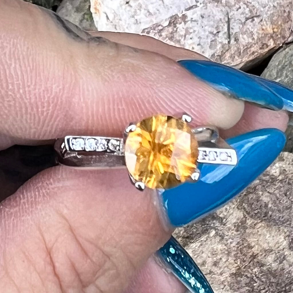 Citrine Sterling Silver Ring ~ 10