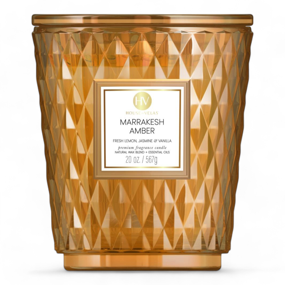 Amber ~ Cinnamon & Vanilla Marrakesh Coloured Glass Candle