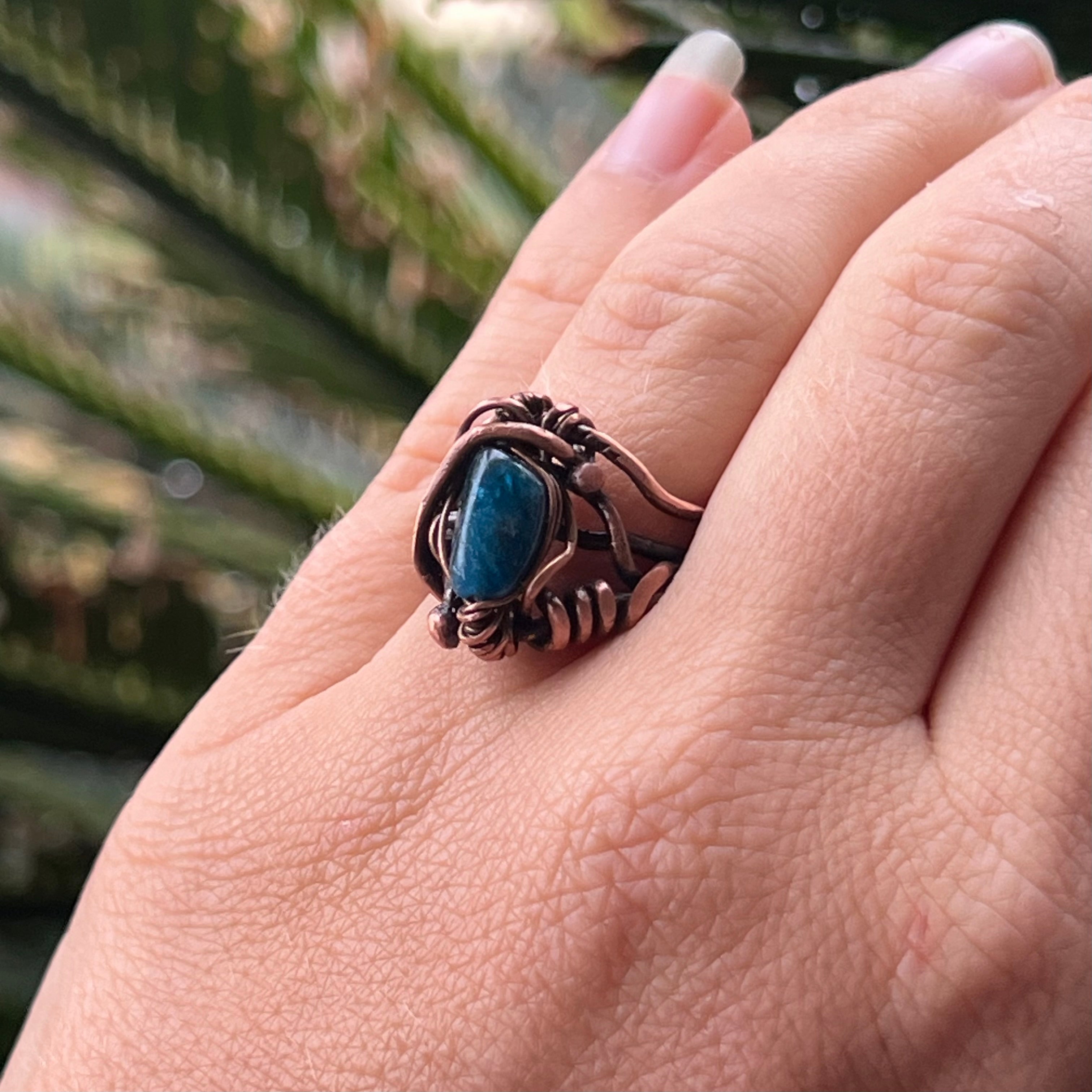 Muse Forged ~ Artesian Blue Apatite Ring ~ Size 6.5