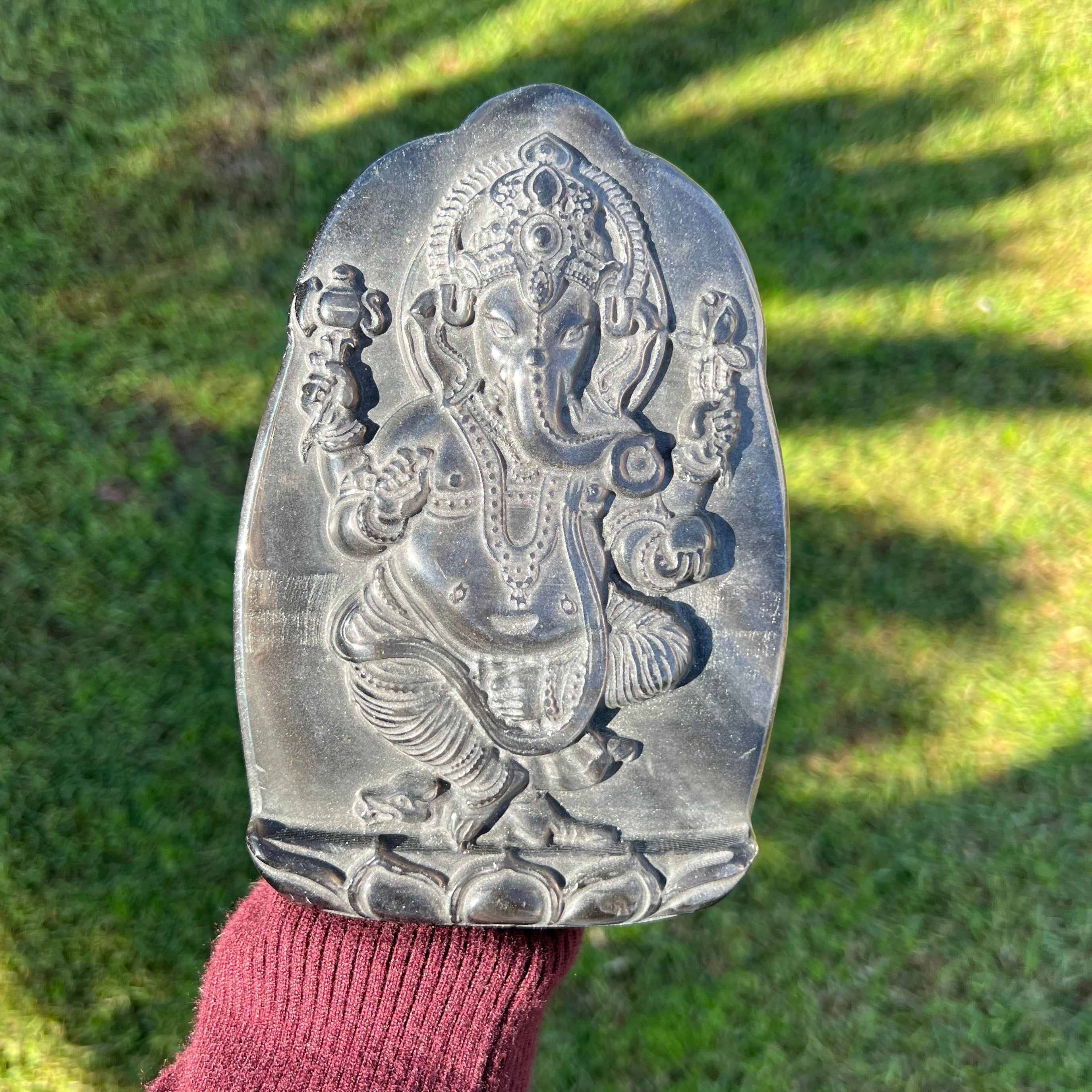 Silver Sheen Obsidian Ganesh