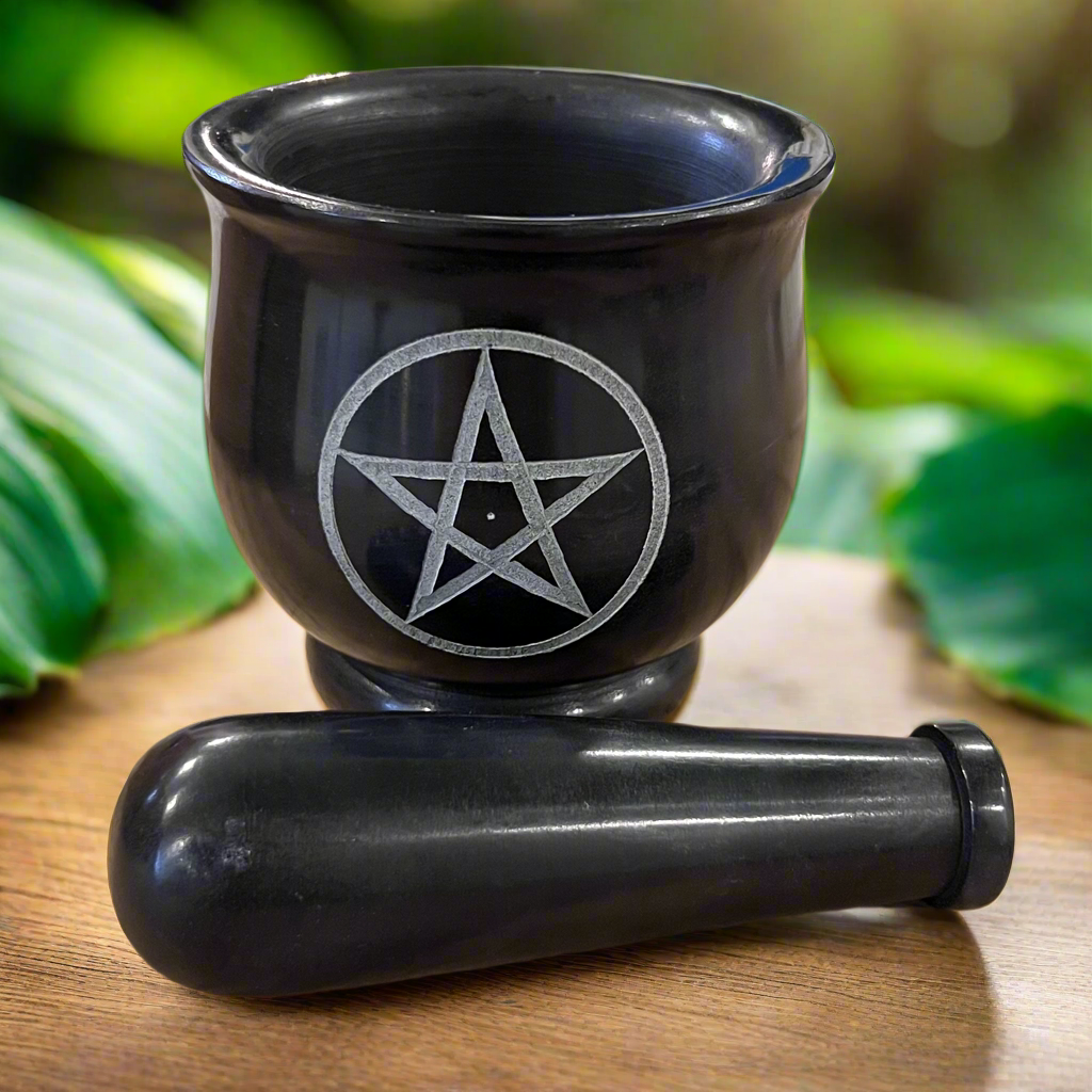 Pentagram Star Soapstone Mortar & Pestle