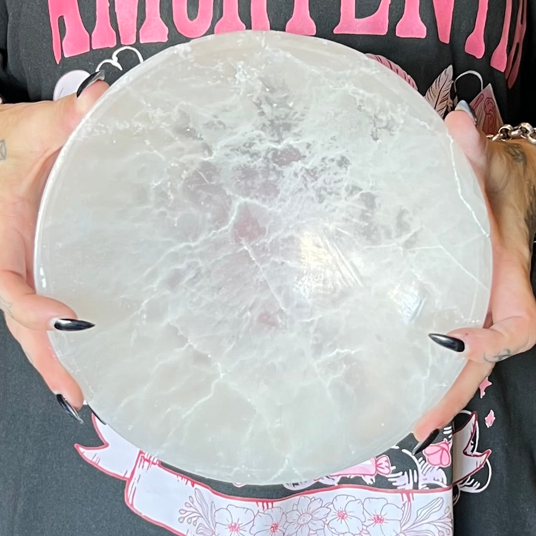 Selenite Cleansing & Charging ~ Round Bowl ~ Extra Large