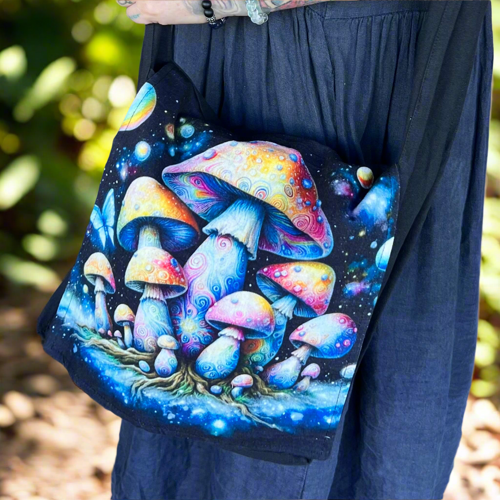 Mystical Mushrooms ~ Cotton Shoulder Bag