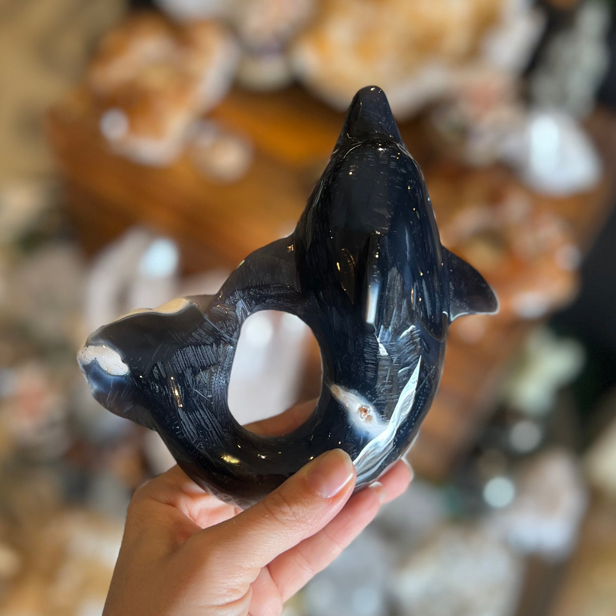Agate Dolphin Carving