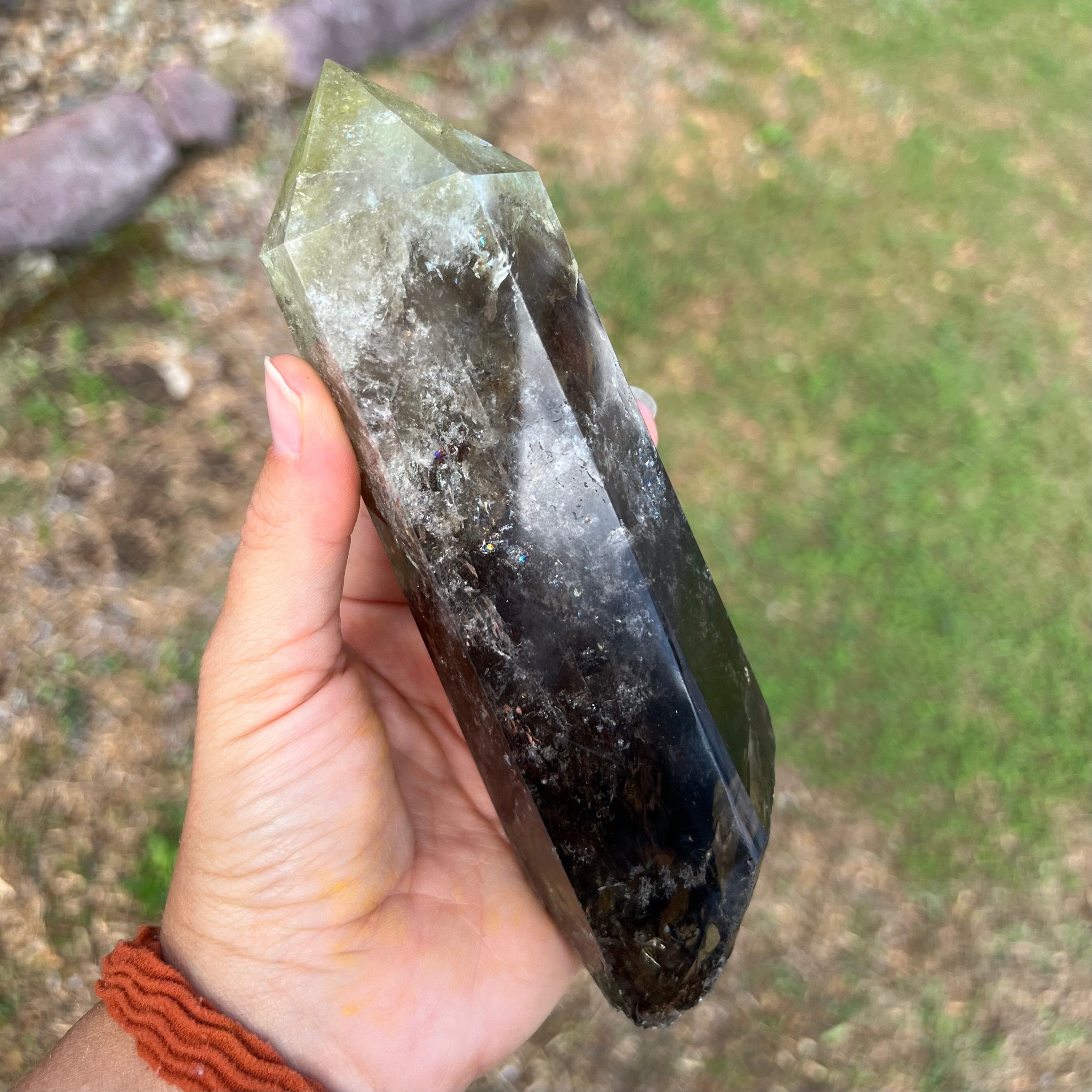 Smokey Citine Quartz Point on stand