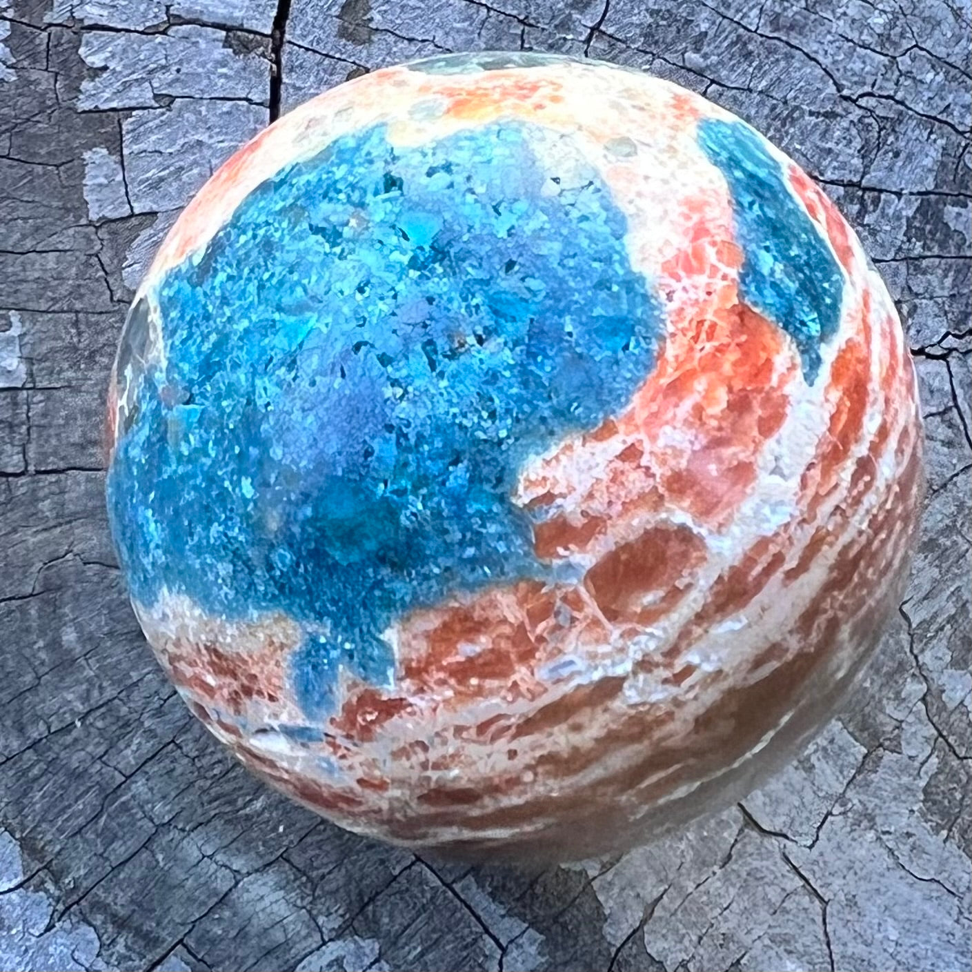 Blue Apatite & Sunstone Sphere