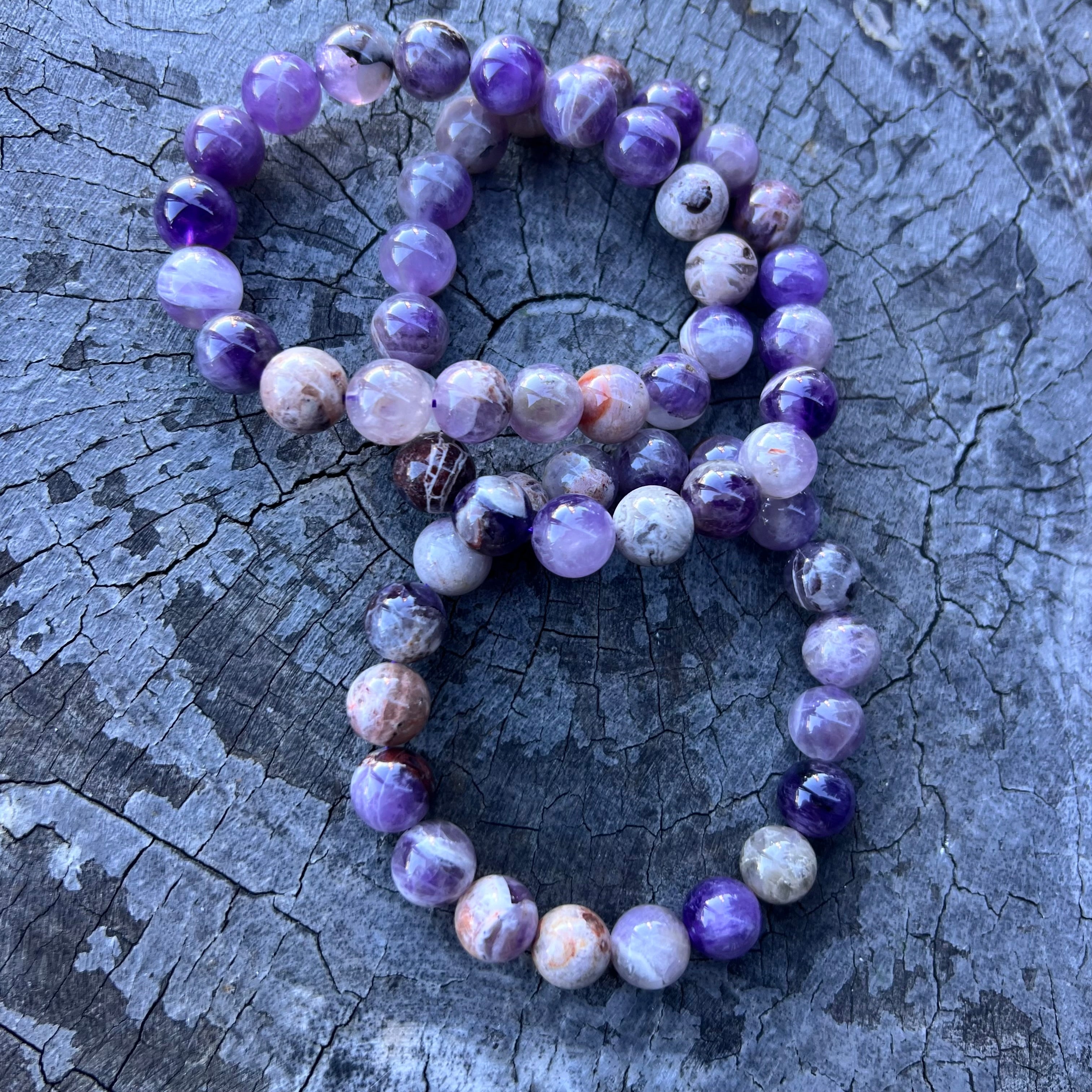 Dog Tooth Amethyst Beaded Bracelet