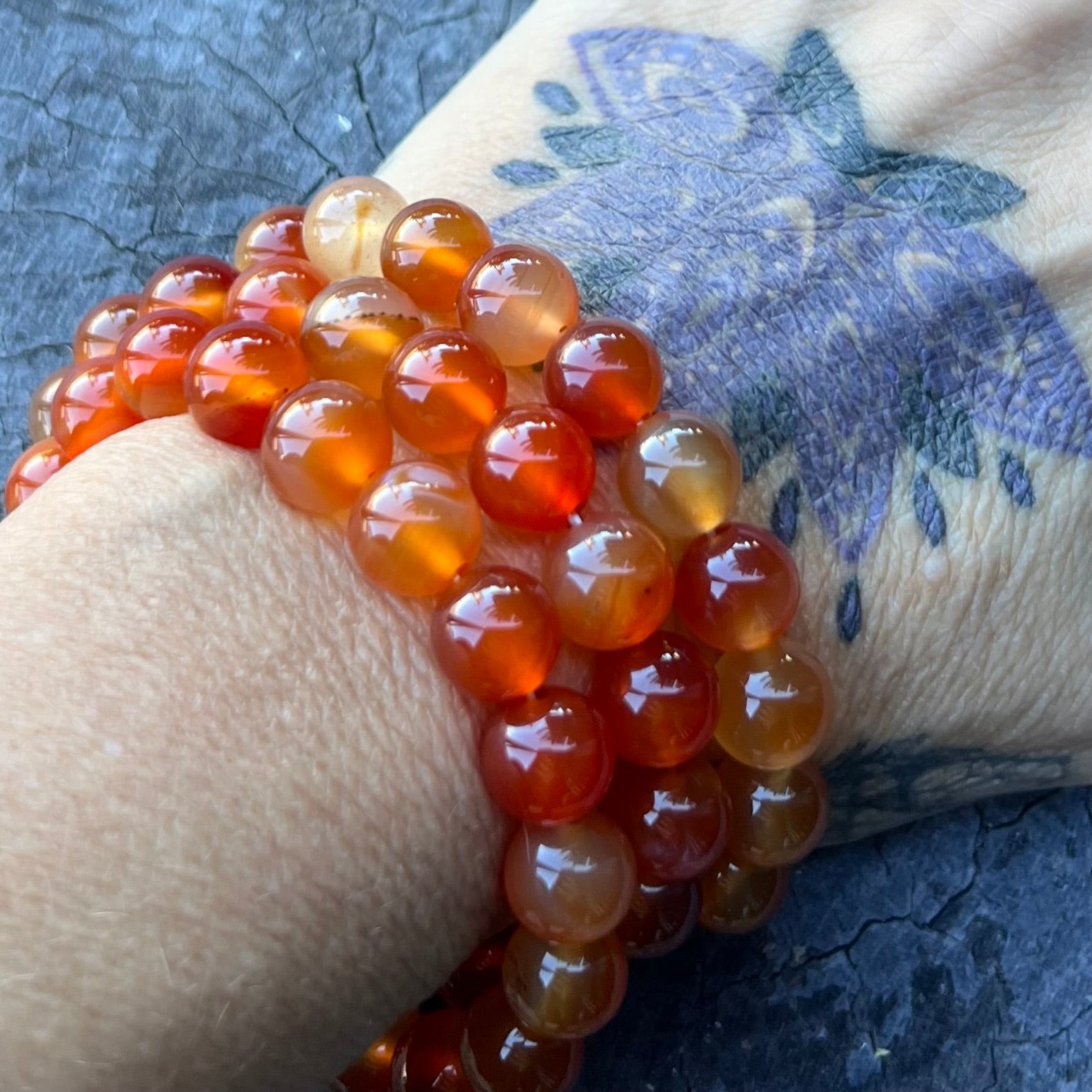 Carnelian ~ Agate Beaded Bracelet
