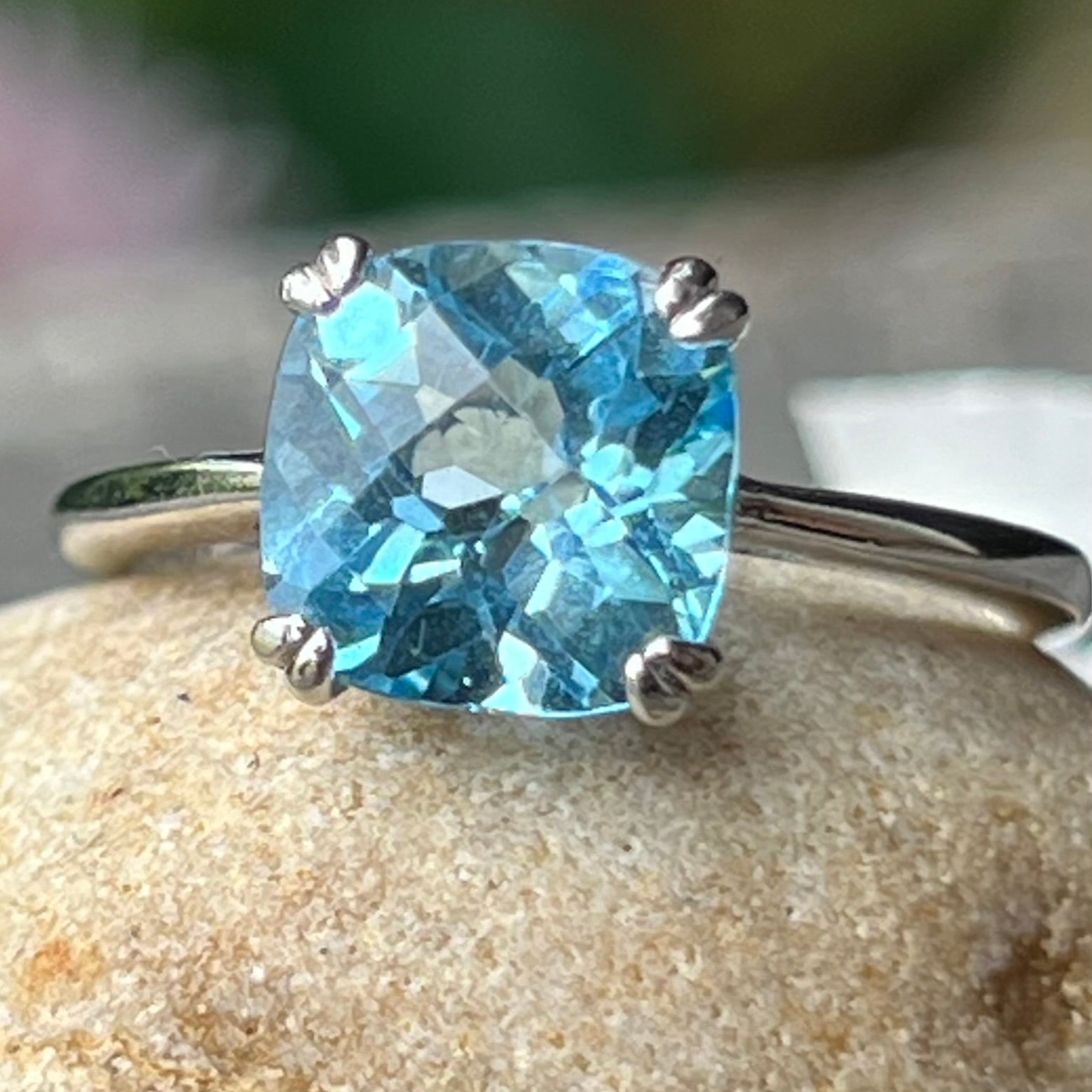 Swiss Blue Topaz ~ Sterling Silver Ring ~ 6