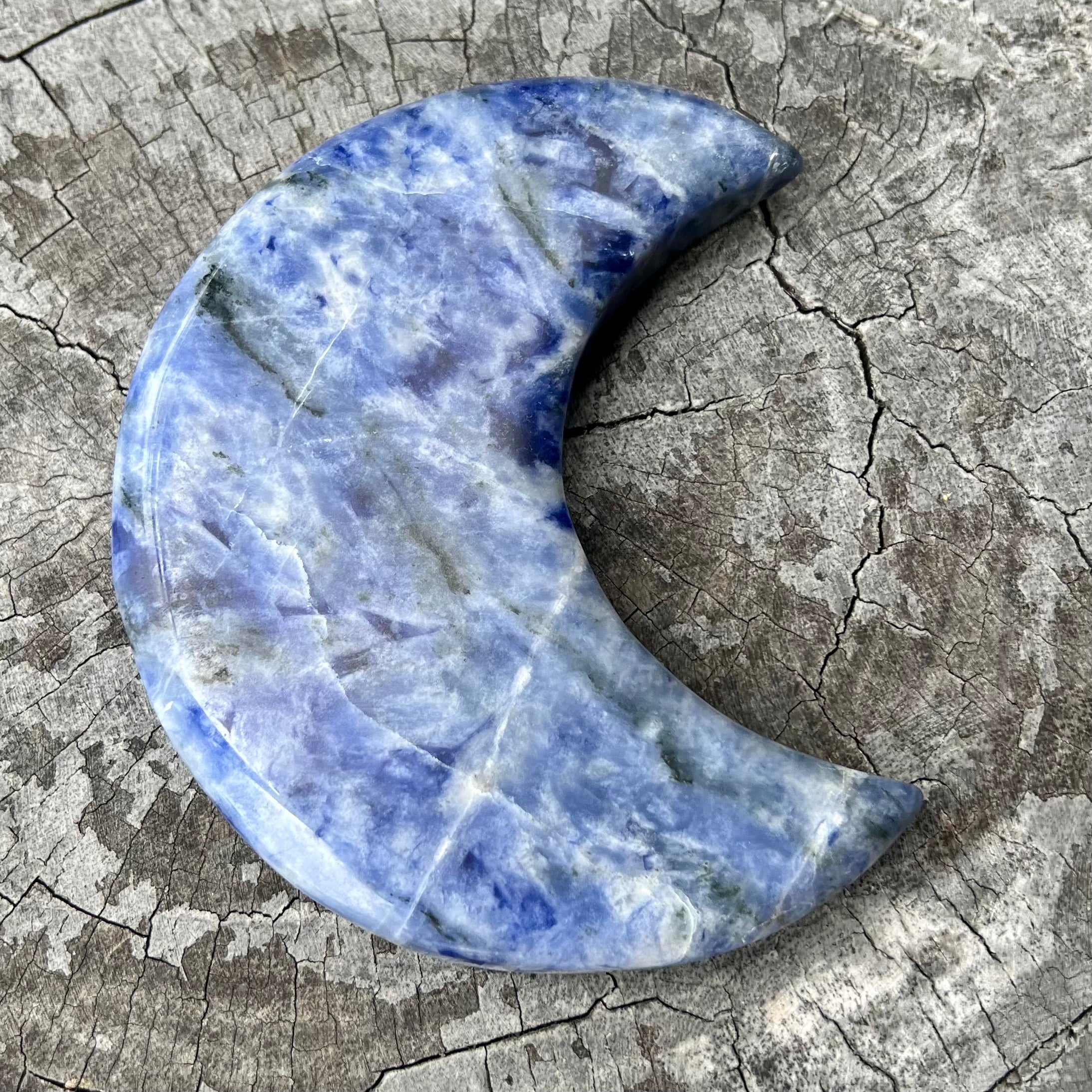 Dumortierite Crescent Moon Carving