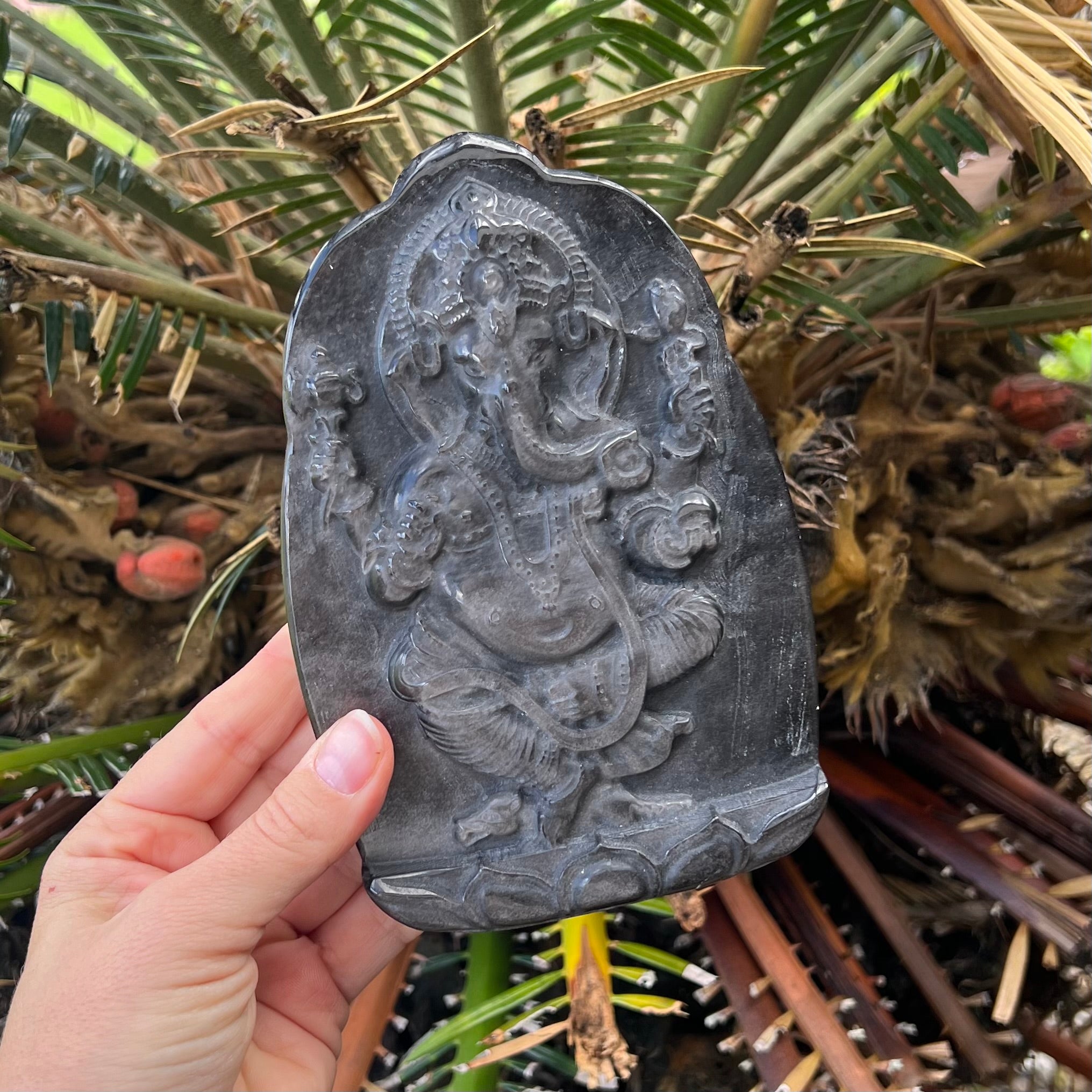 Silver Sheen Obsidian Ganesh