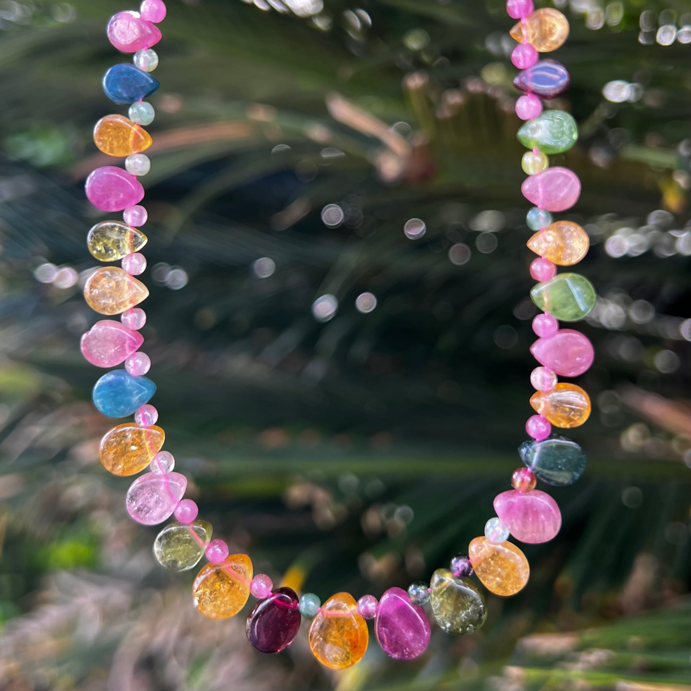 Rainbow Tourmaline Beaded Necklace
