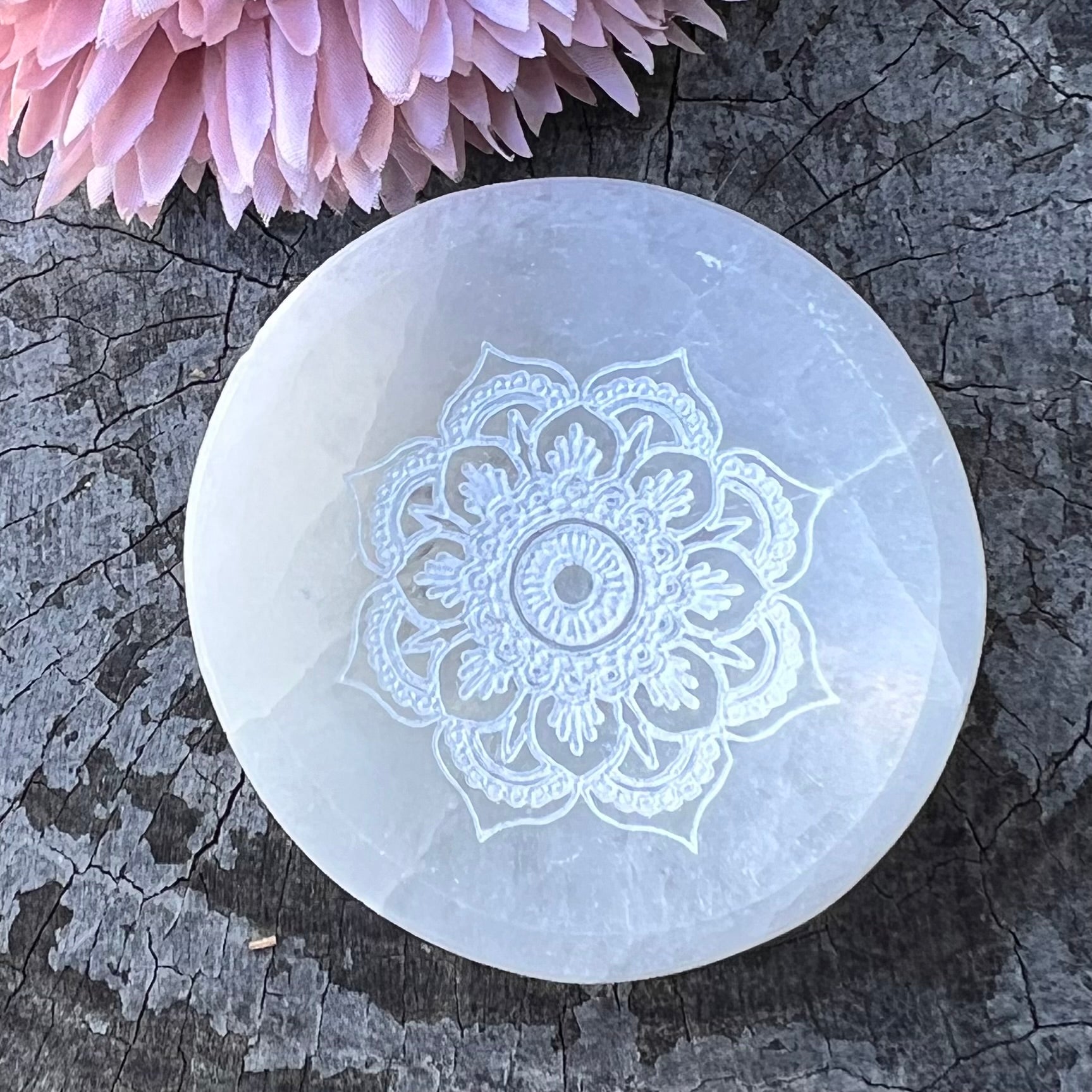Selenite Cleansing & Charging Mandala Bowl ~  Small