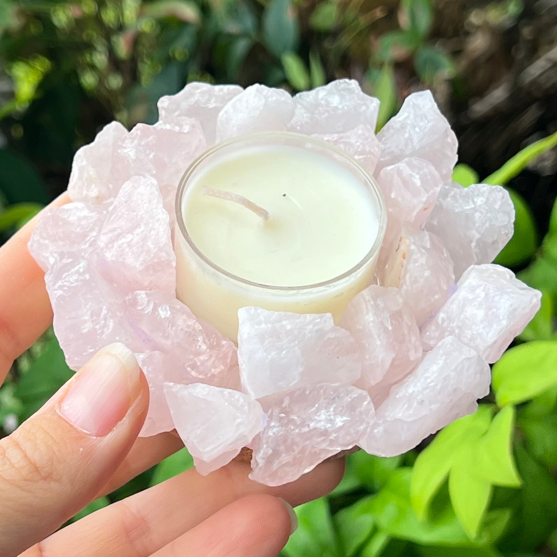 Rose Quartz Tea Light Candle Holder
