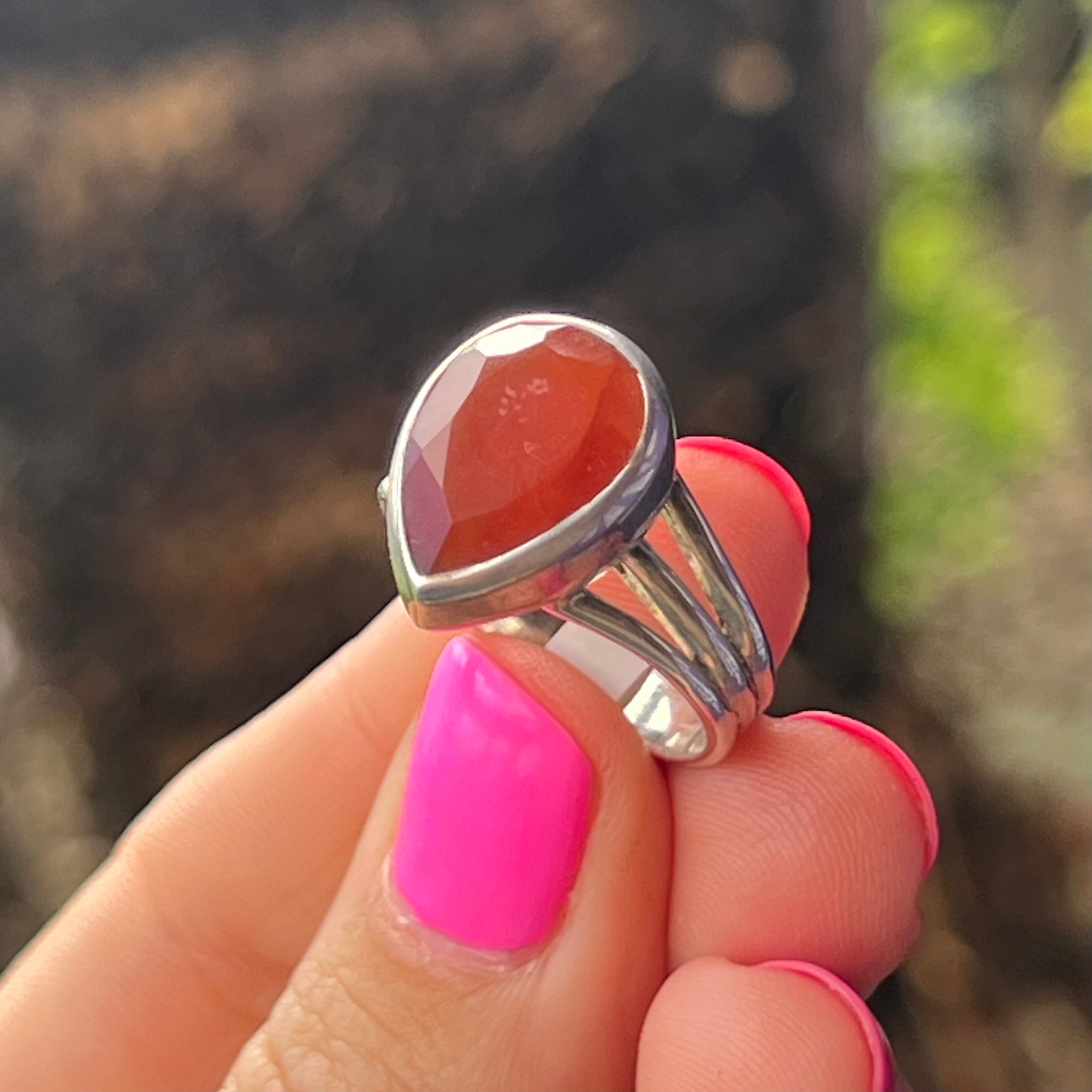 Carnelian ~ Sterling Silver Ring ~ size 8