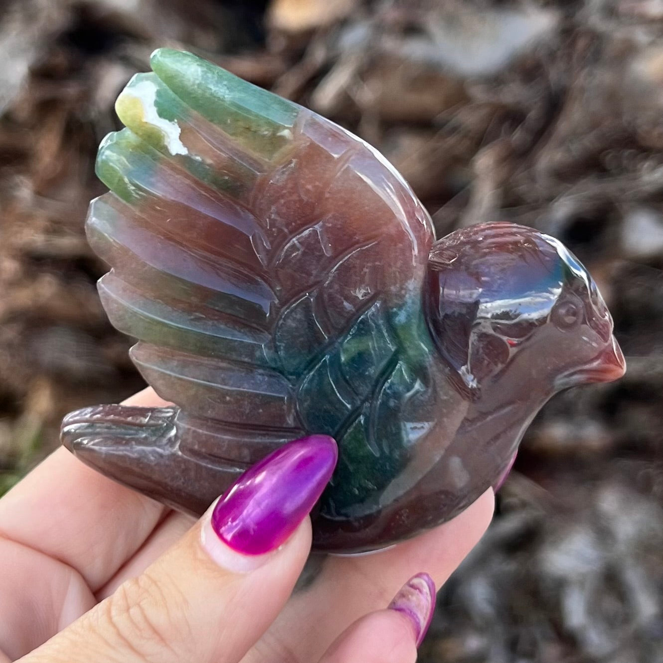 Sparrow Bird - Ocean Jasper Carving
