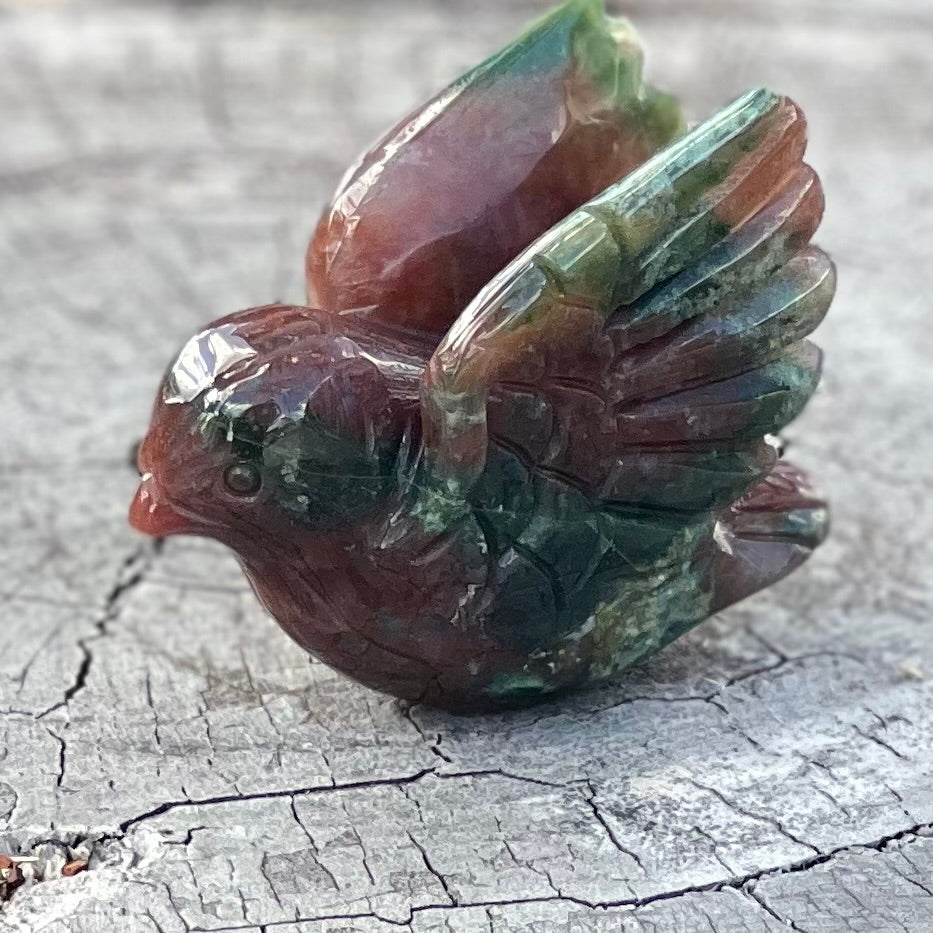 Sparrow Bird - Ocean Jasper Carving