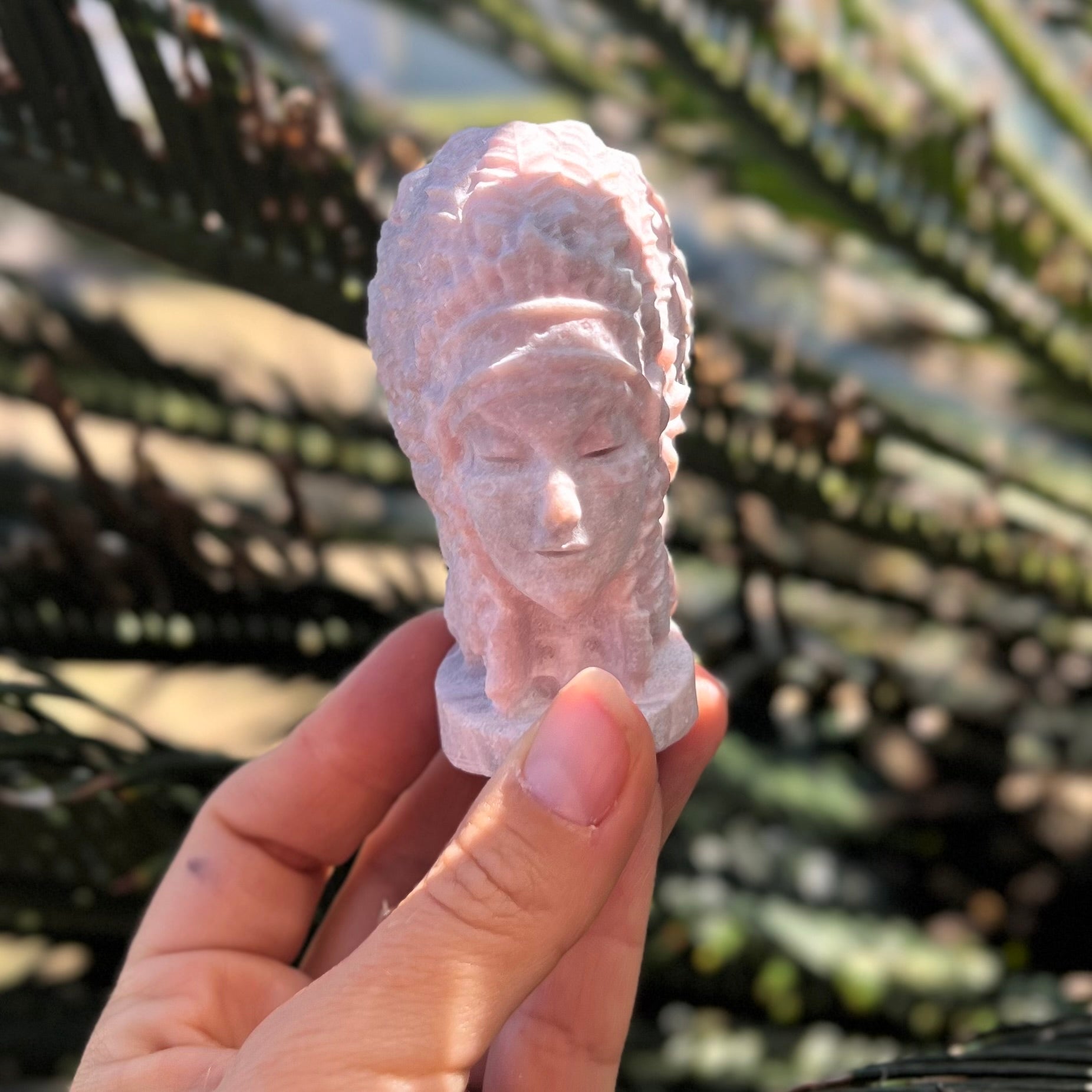 Indian Head Carving ~ Pink Opal (3)