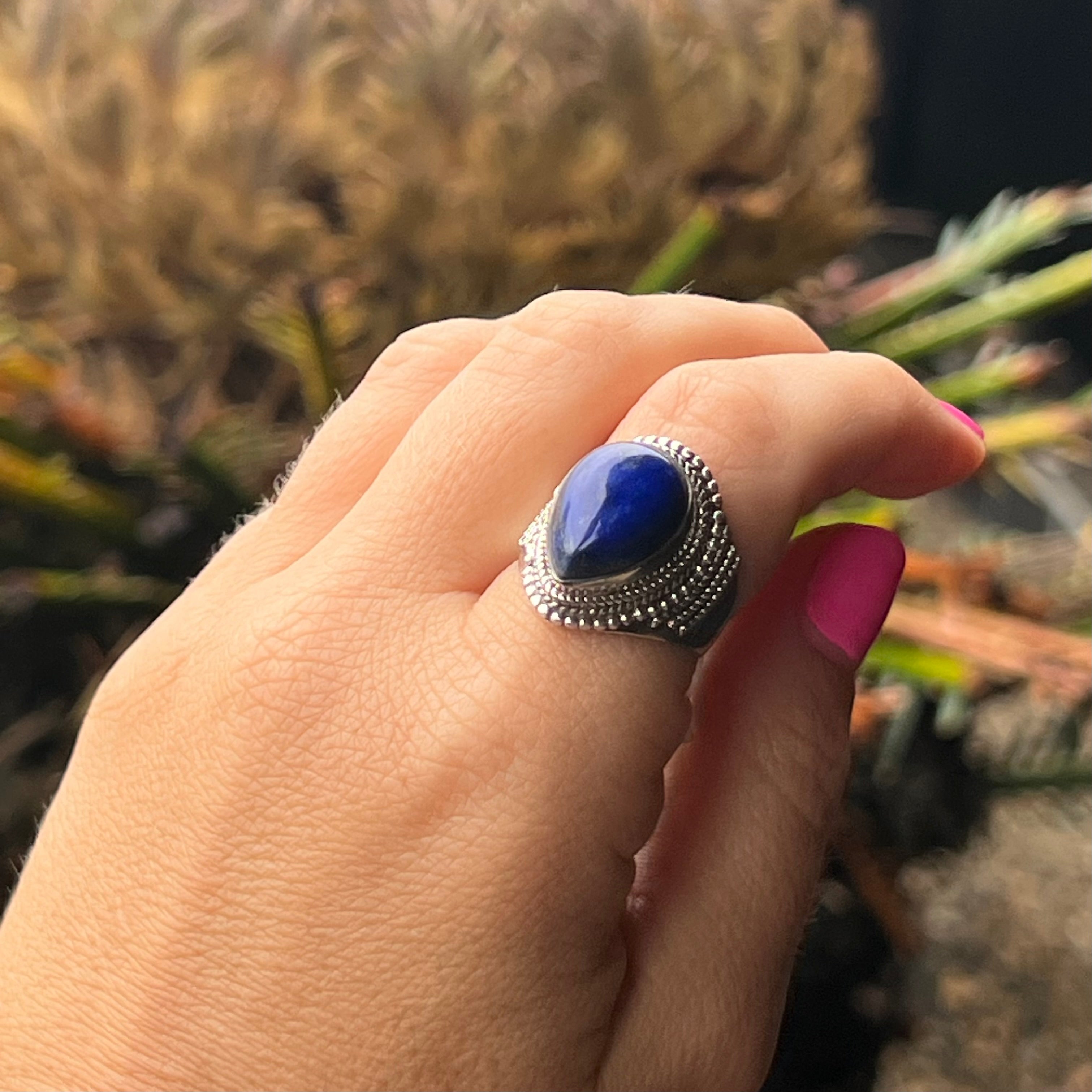 Lapis Lazuli Sterling Silver Ring ~ 8.5
