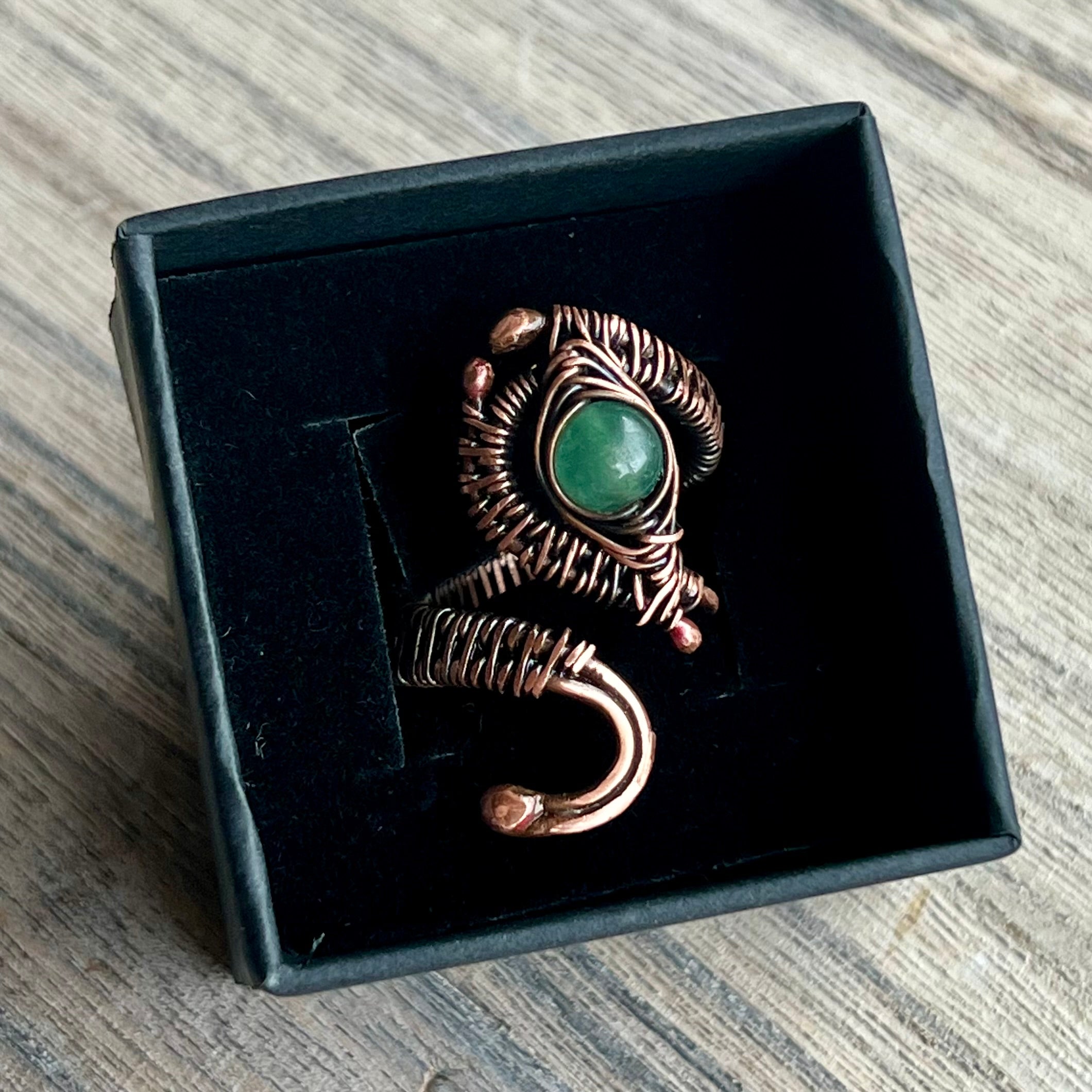 Muse Forged ~ Artesian Green Aventurine Adjustable Ring