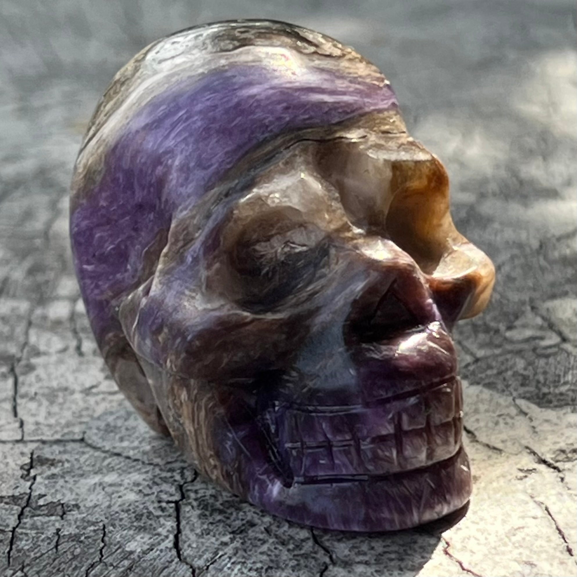 Charoite Skull Carving