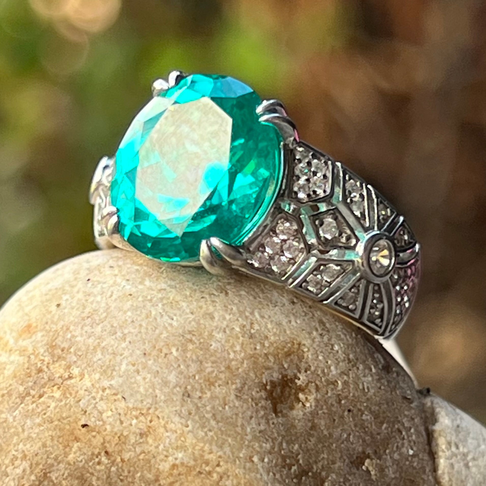 Moissonite ~ Sterling Silver Ring ~ Size 7