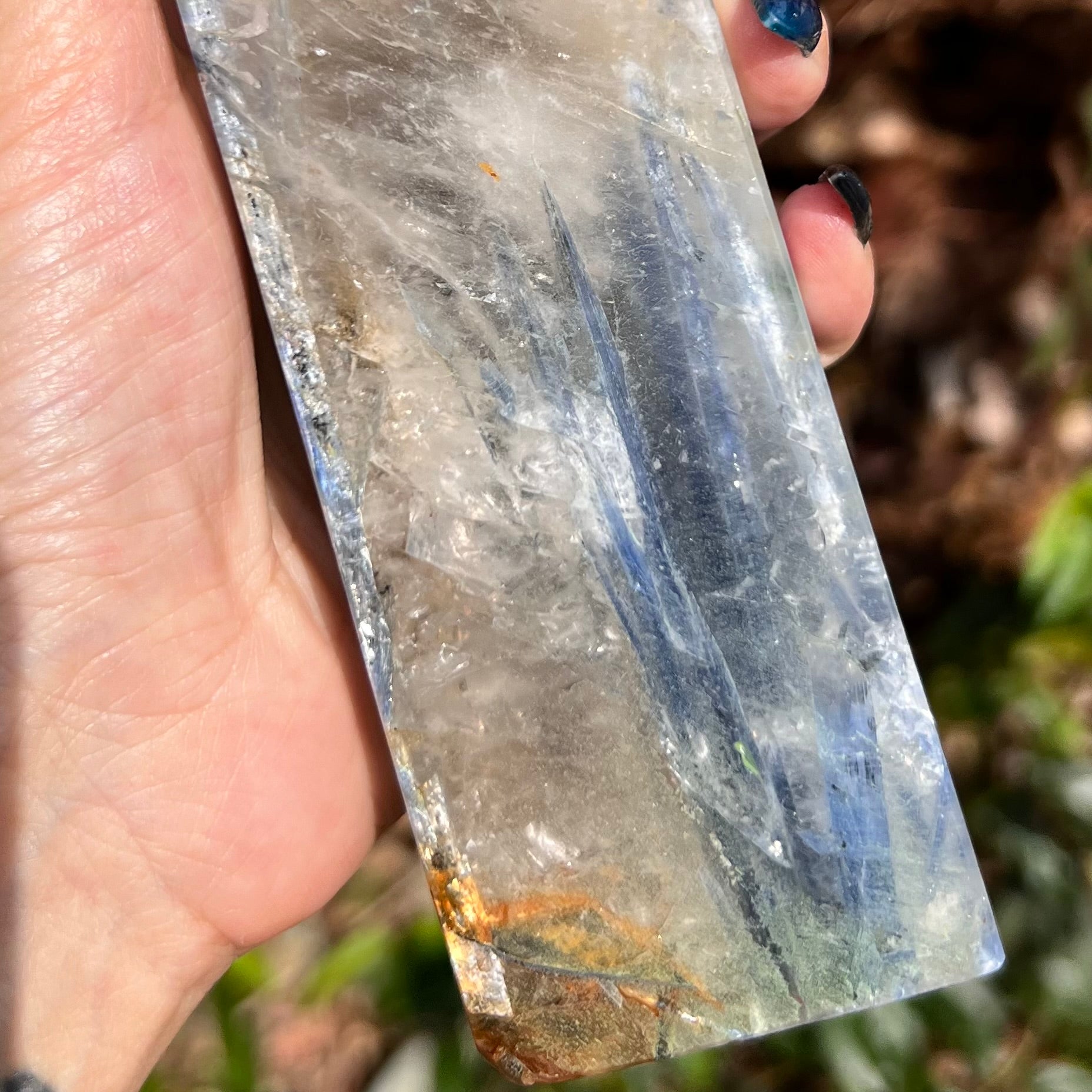 Blue Kyanite in Quartz Tower