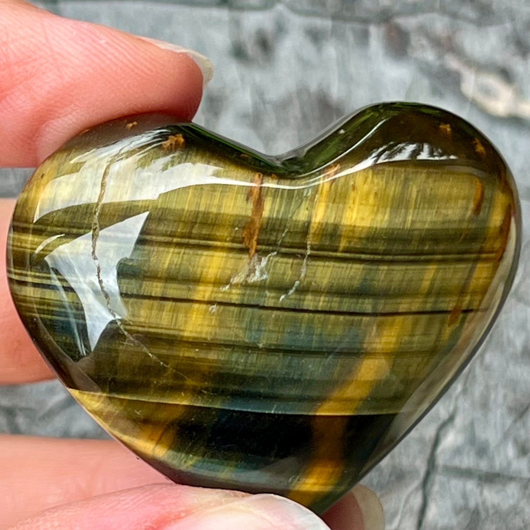 Blue Tiger Eye Heart Carving