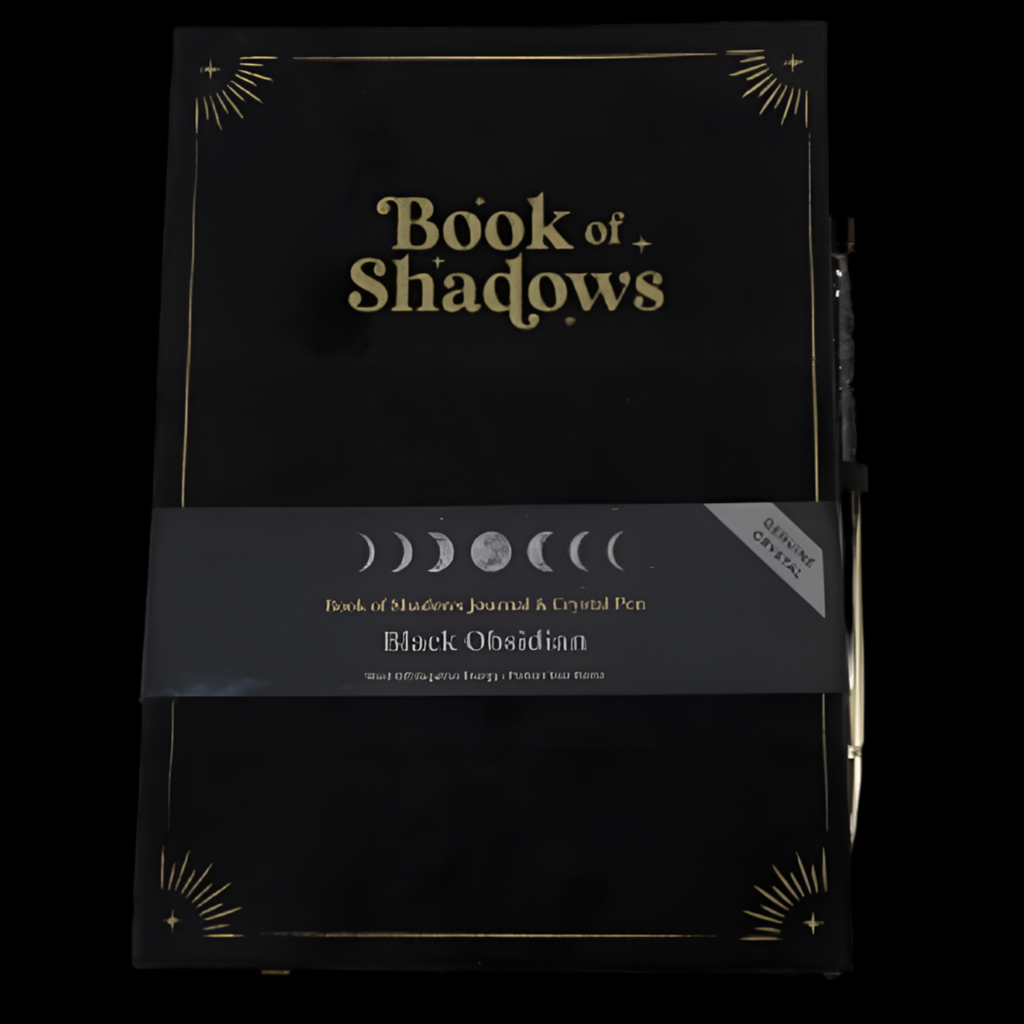 Book Of Shadows Journal With Black Obsidian Crystal Pen