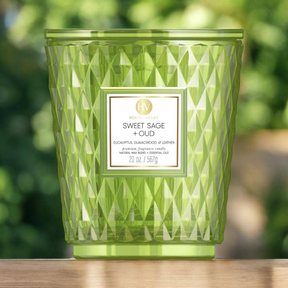 Peridot ~ Sweet Sage & Oud Coloured Glass Candle