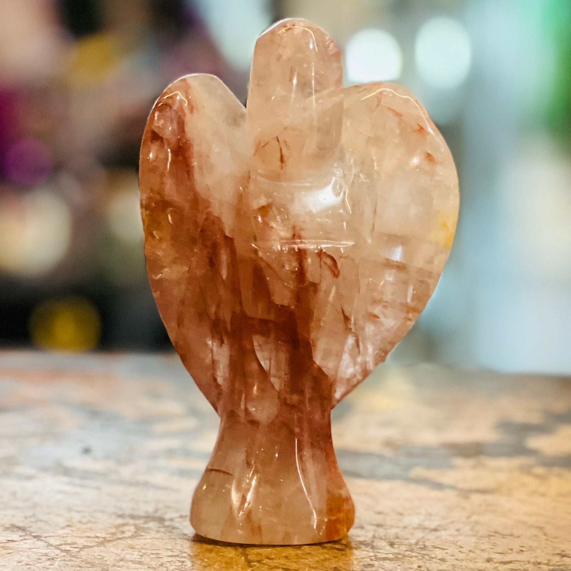 Fire Quartz Large Angel Carving