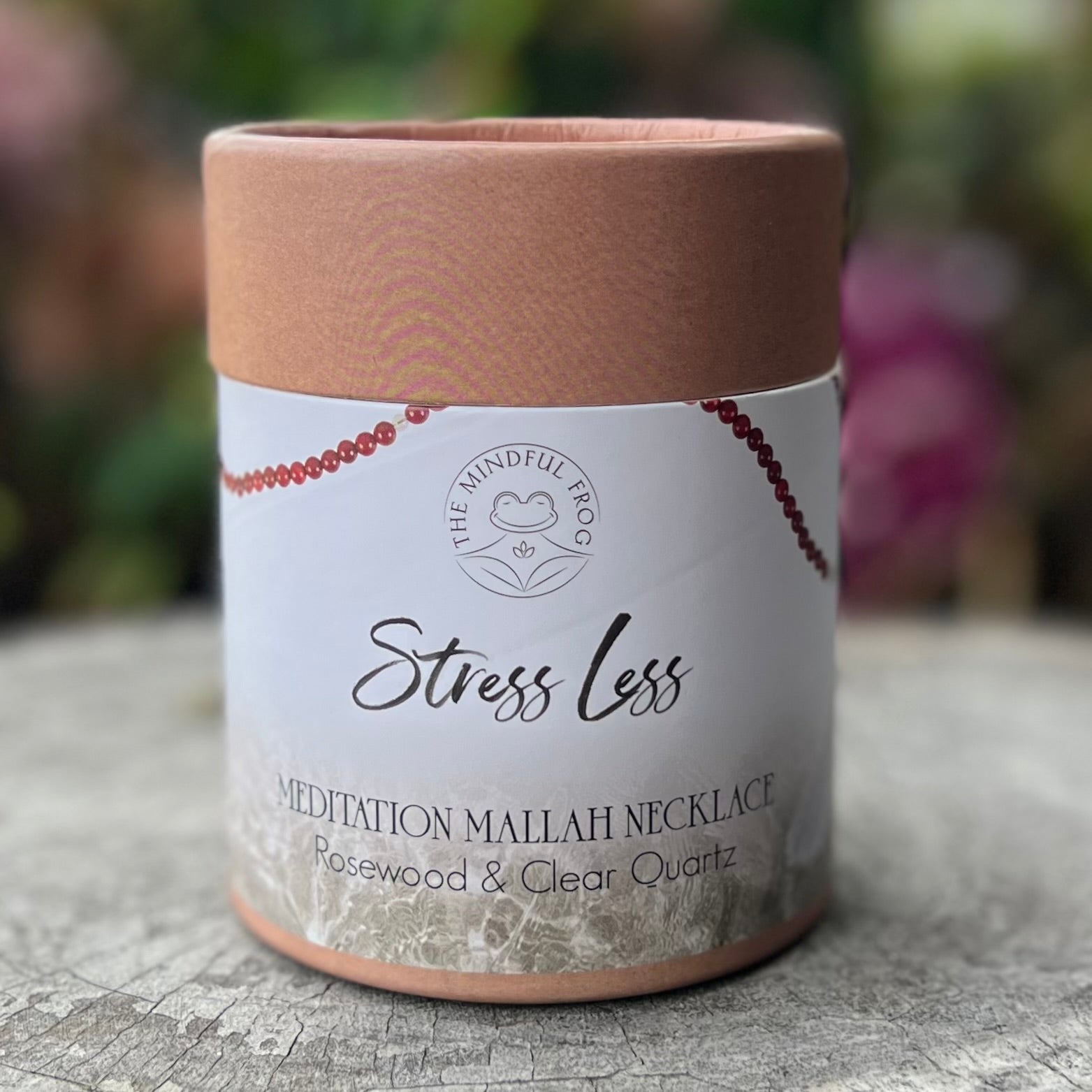 Stress Less~ Rosewood and Clear Quartz ~ Meditation Necklace