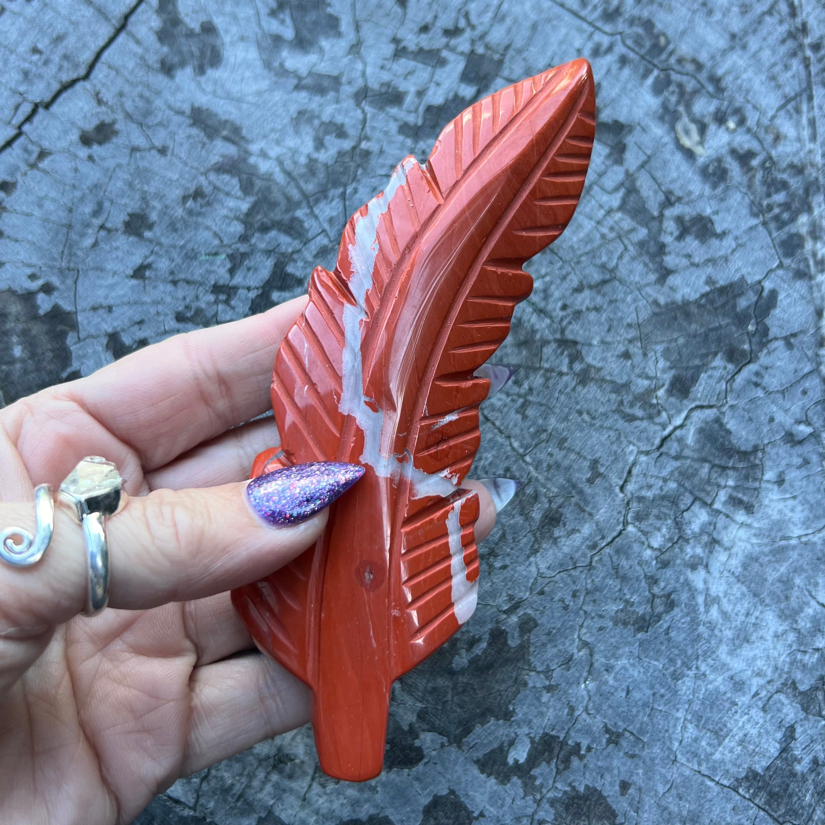 Feather of Strength ~ Red Jasper
