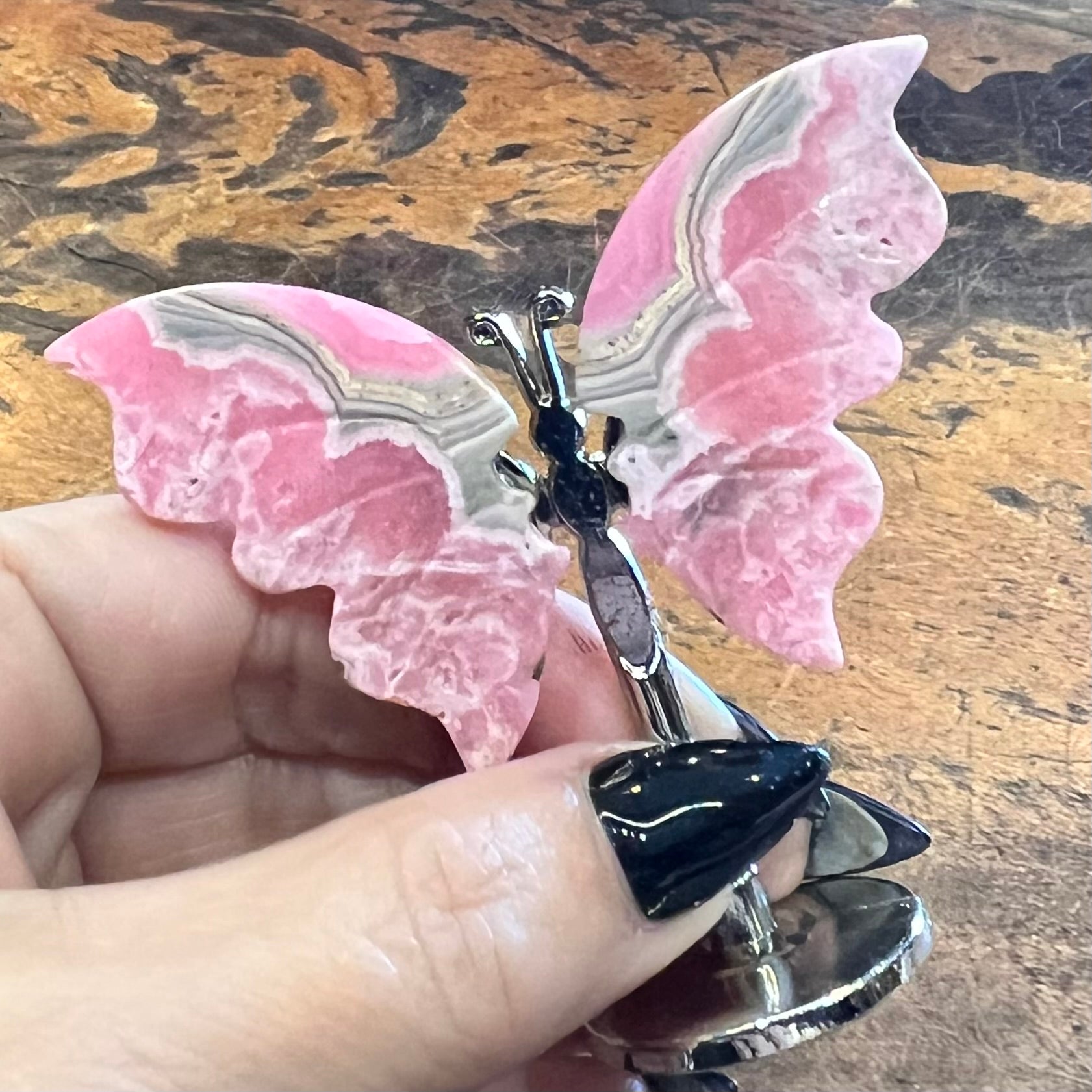 Mini Rhodochrosite Butterfly on Stand