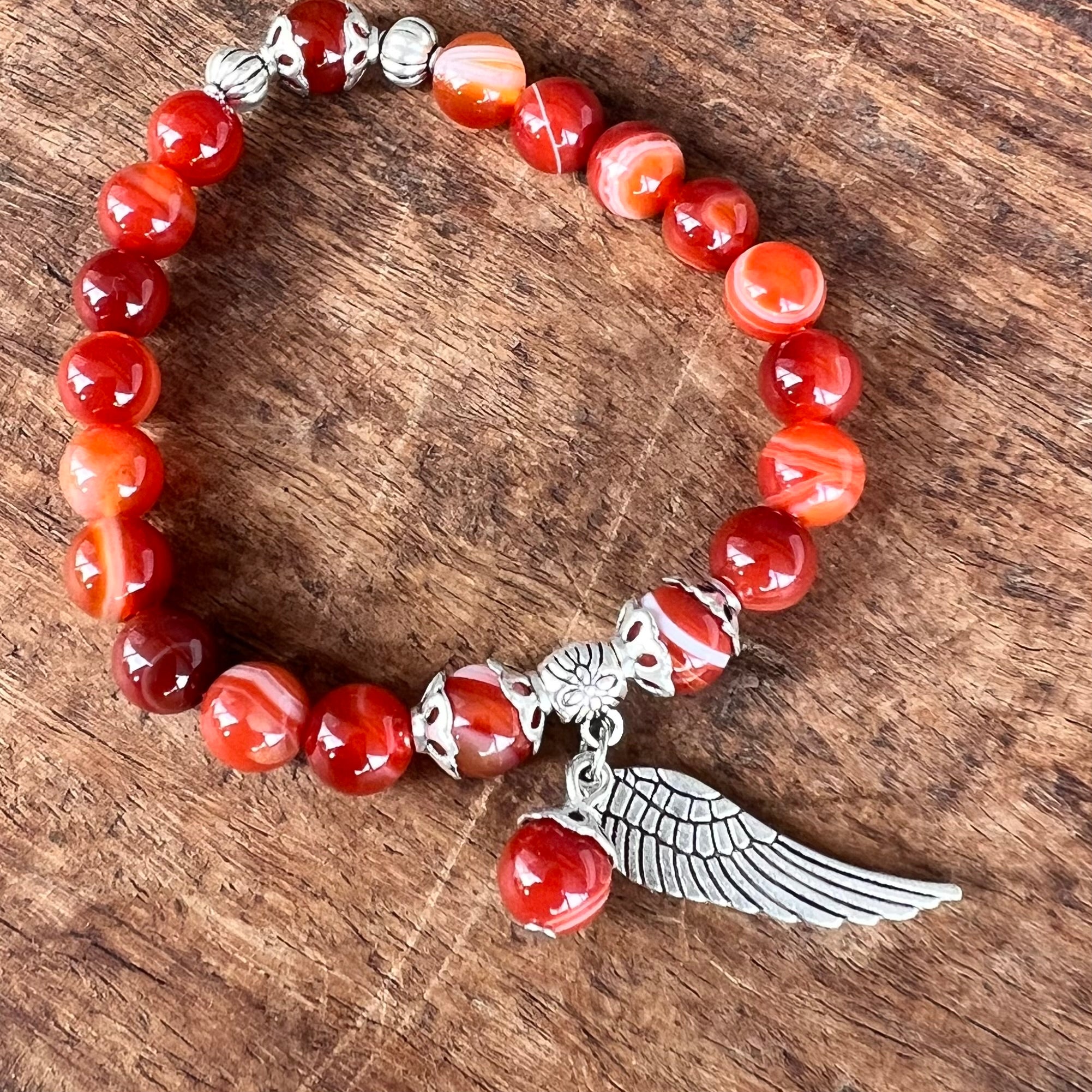 Carnelian Self Expression Bracelet with Angel Wing Charm