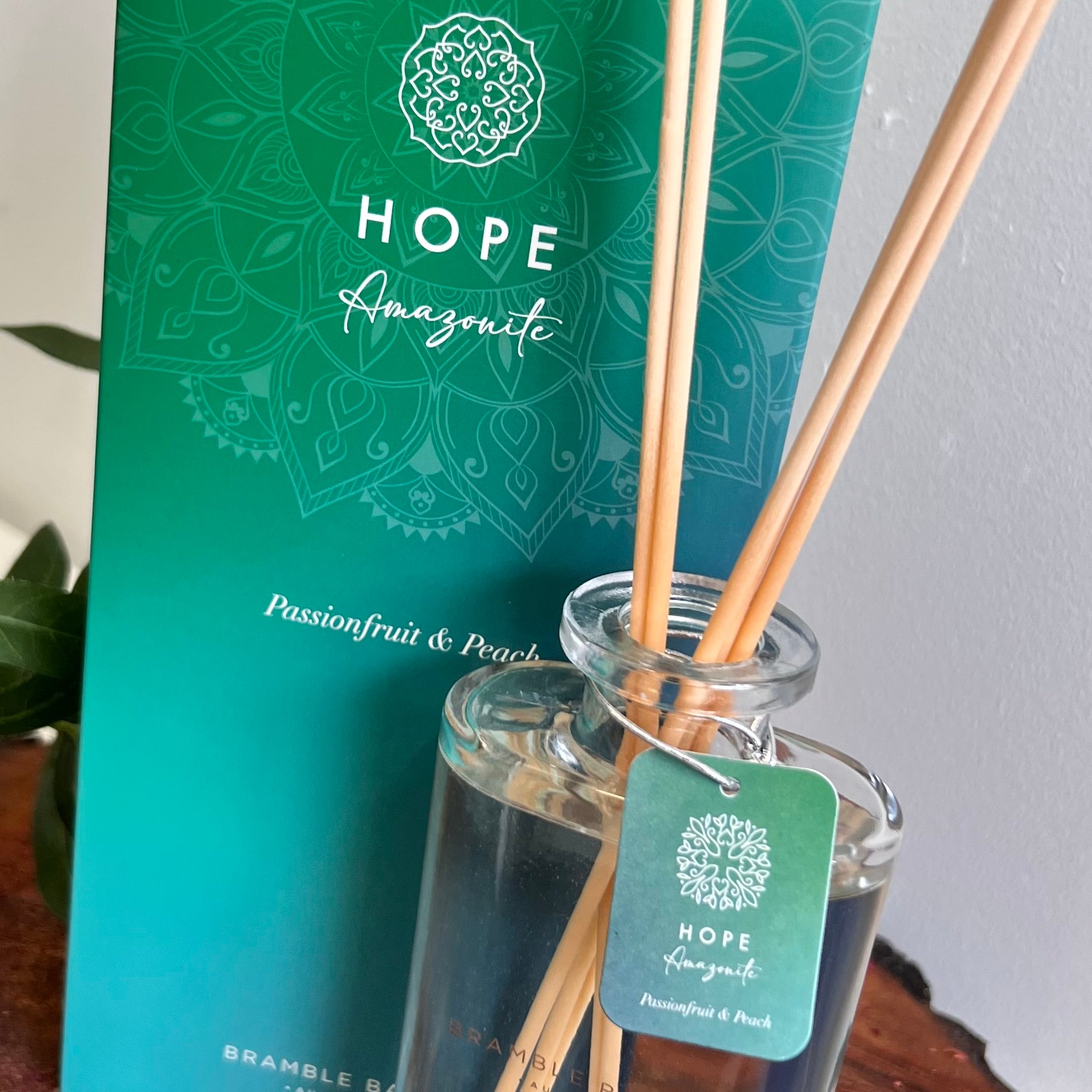 Boho Crystal Hope Reed Diffuser ~ Amazonite ~ Passionfruit & Peach