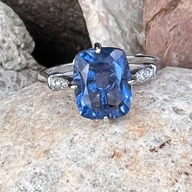 Blue & White Fluorite ~ Sterling Silver Ring ~ 6