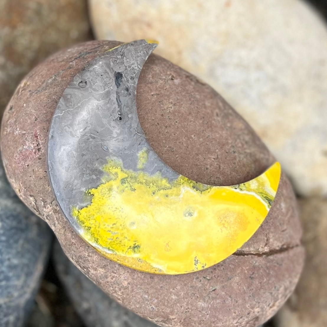 Bumble Bee Jasper Crescent Moon Carving