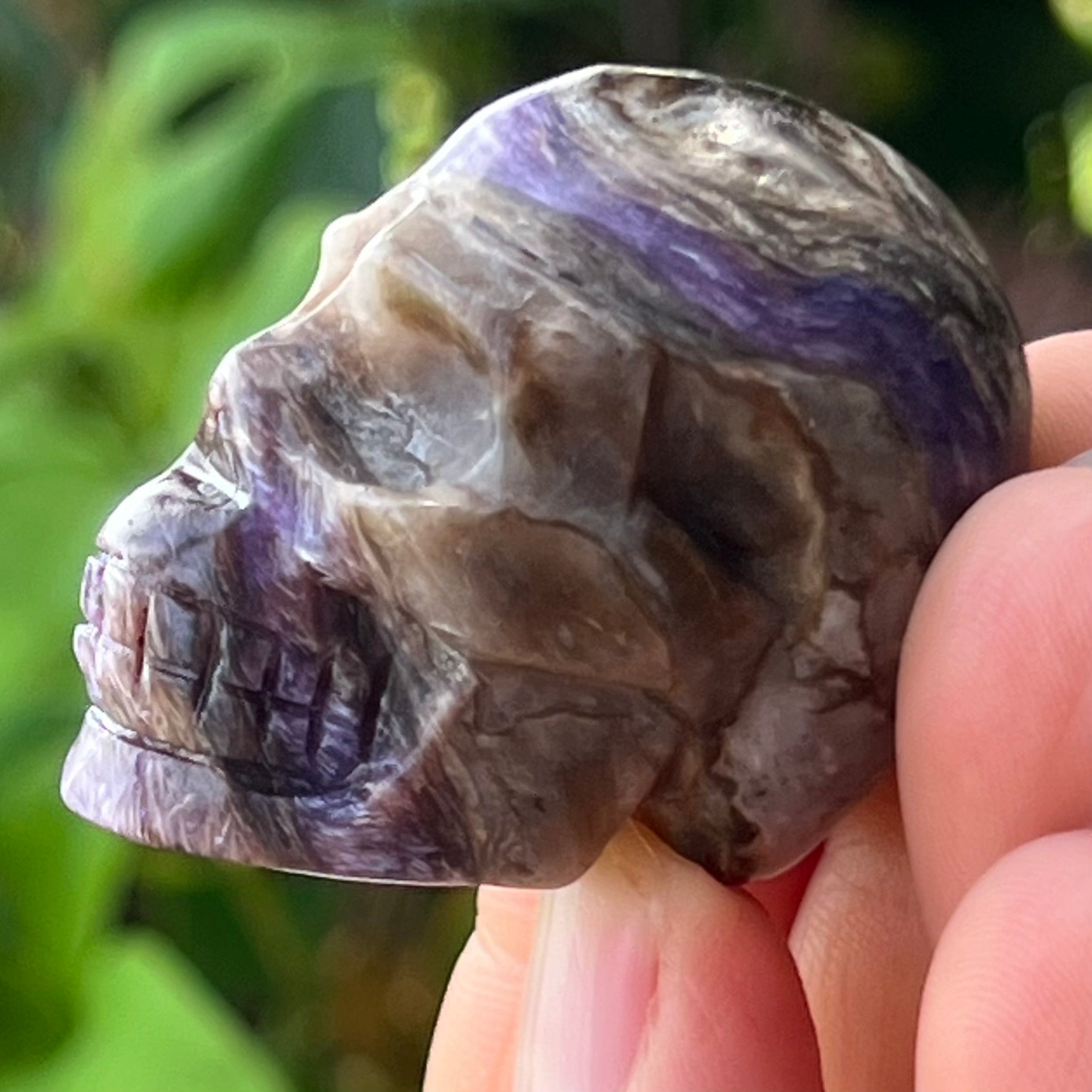 Charoite Skull Carving
