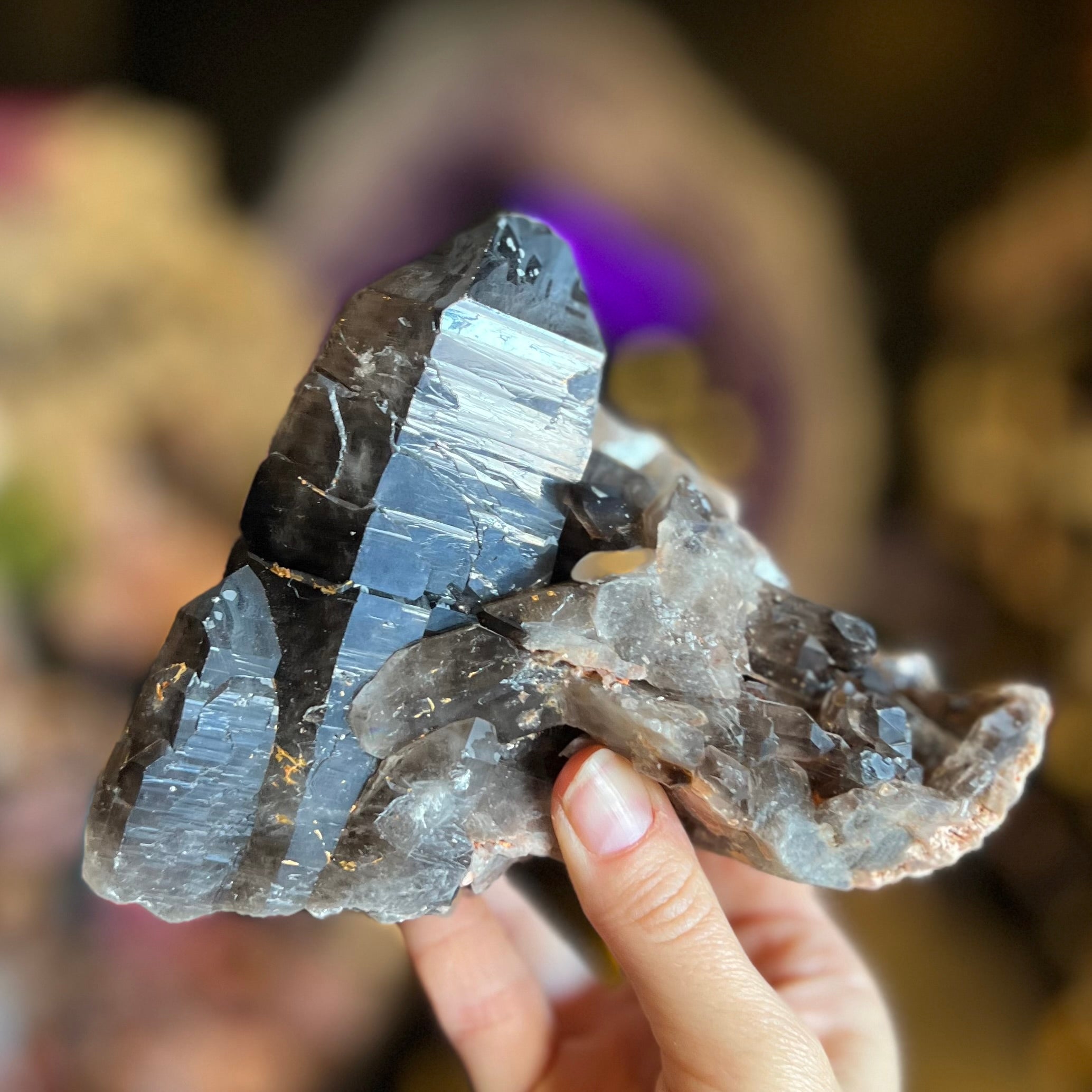 Specular Smokey Quartz Cluster