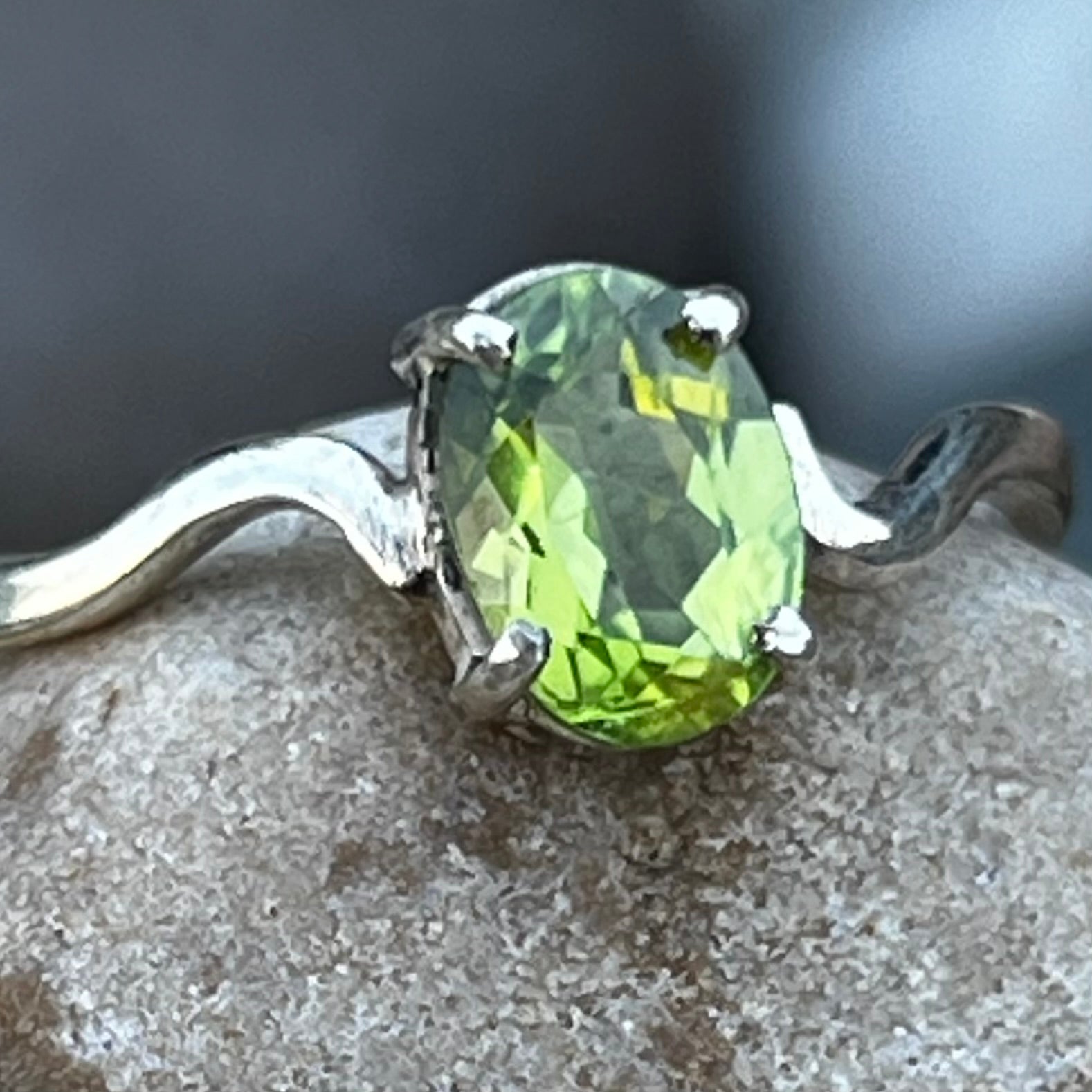 Peridot~ Sterling Silver Ring ~ Size 8