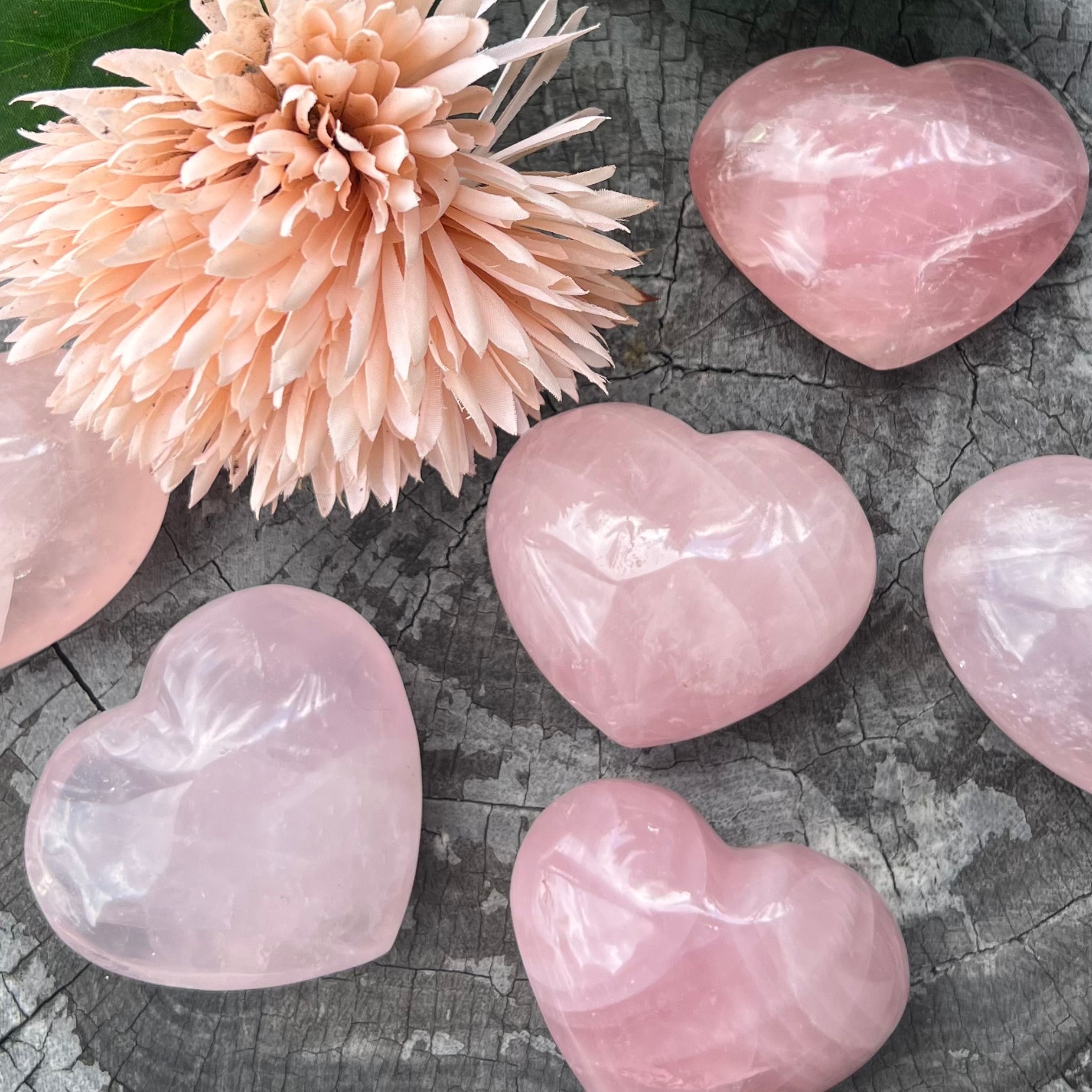 Rose Quartz Puffy Small Heart