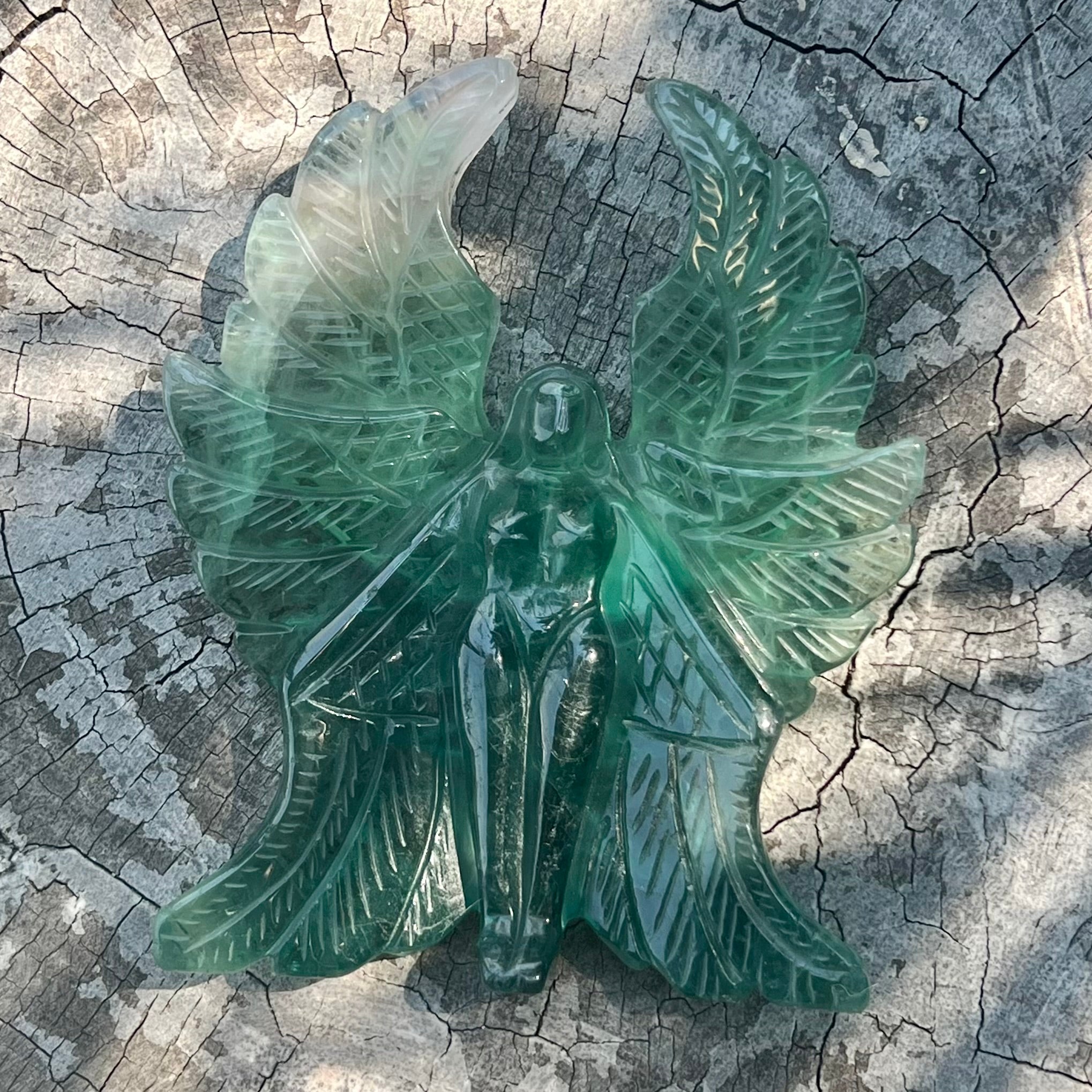 Green Fluorite Goddess of Compassion Carving (1)