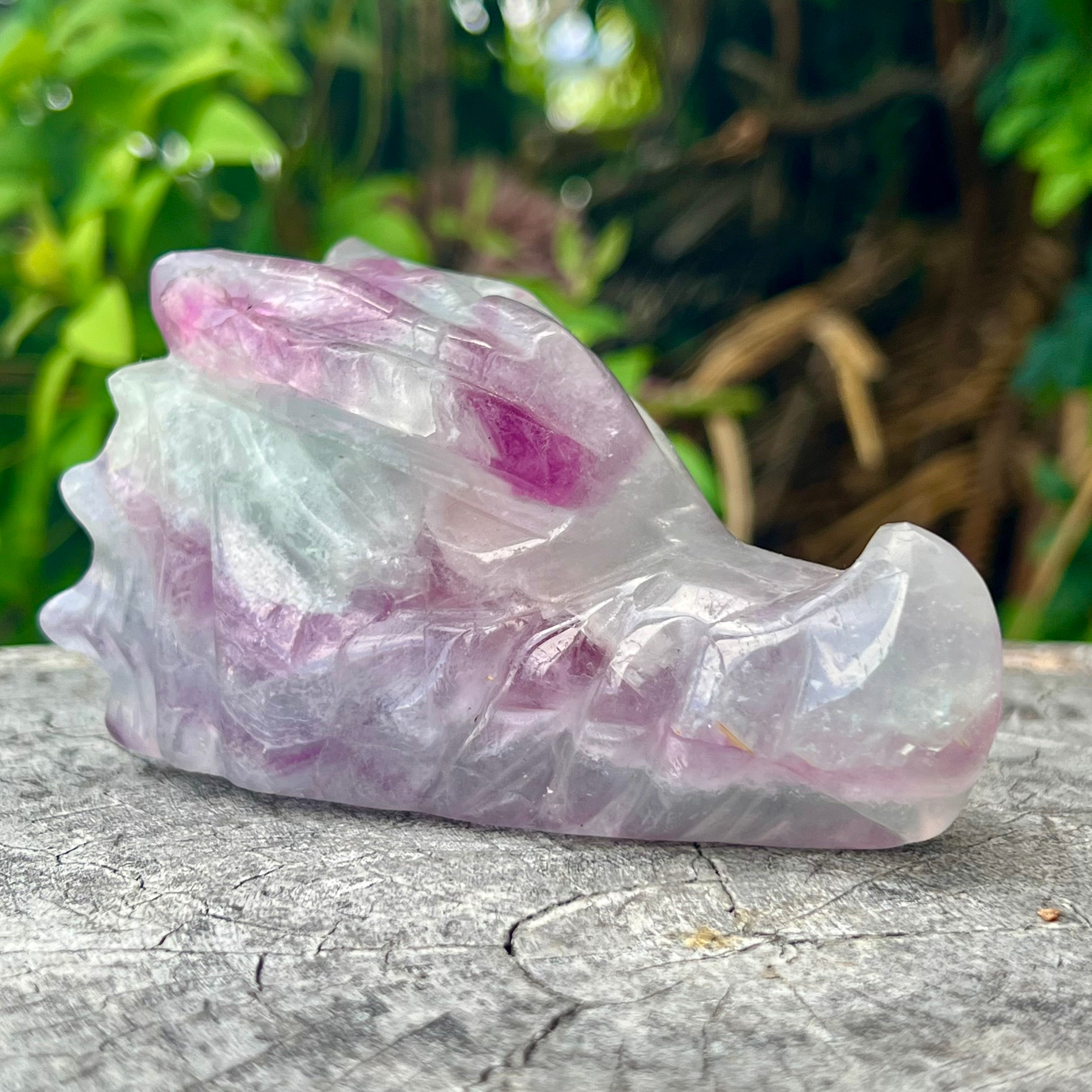 Rainbow Fluorite Dragon Head Carving