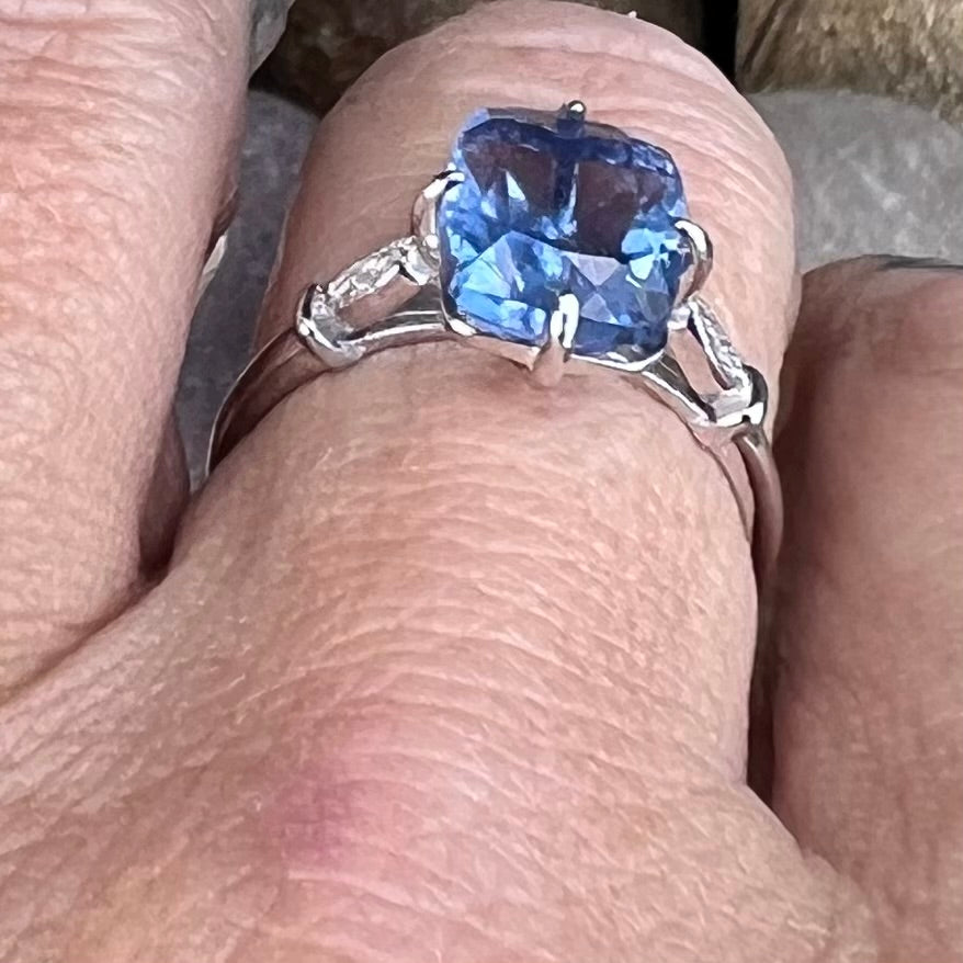Blue & White Fluorite ~ Sterling Silver Ring ~ 6